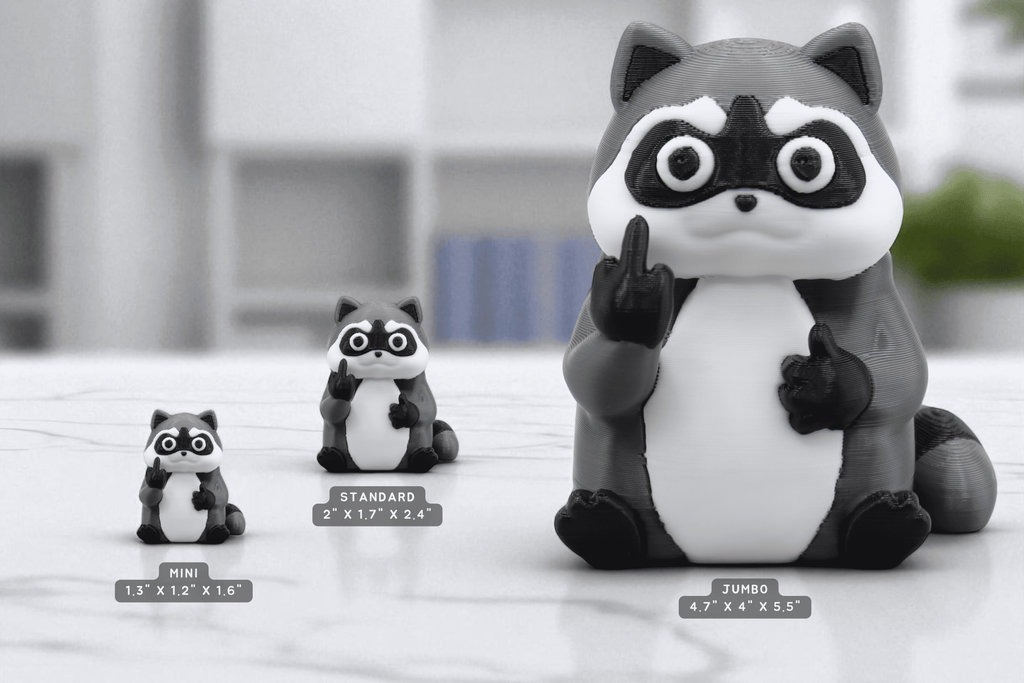 Raccoon Middle Finger Figurine – Funny Sarcastic Raccoon Gift