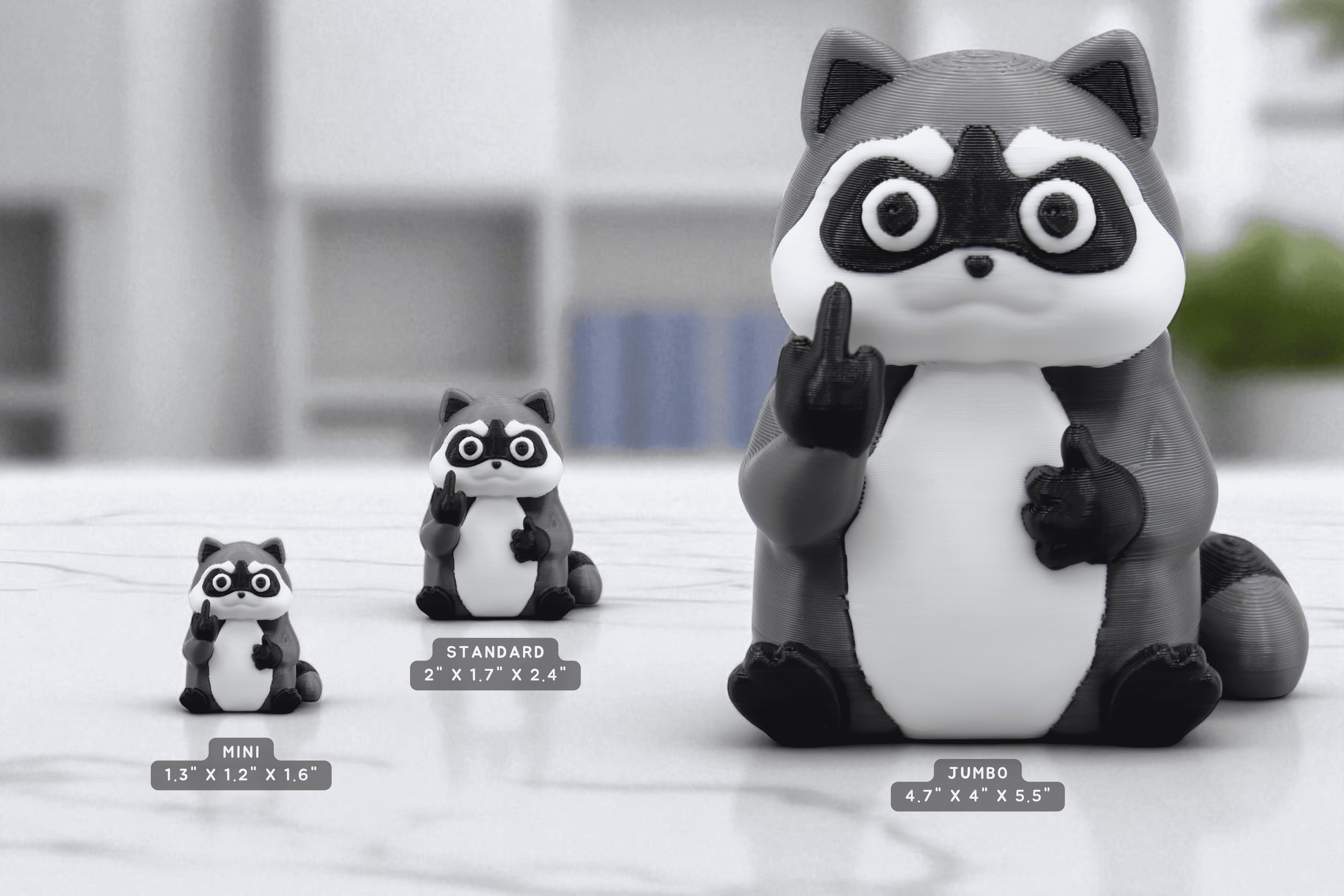 Raccoon Middle Finger Figurine – Funny Sarcastic Raccoon Gift