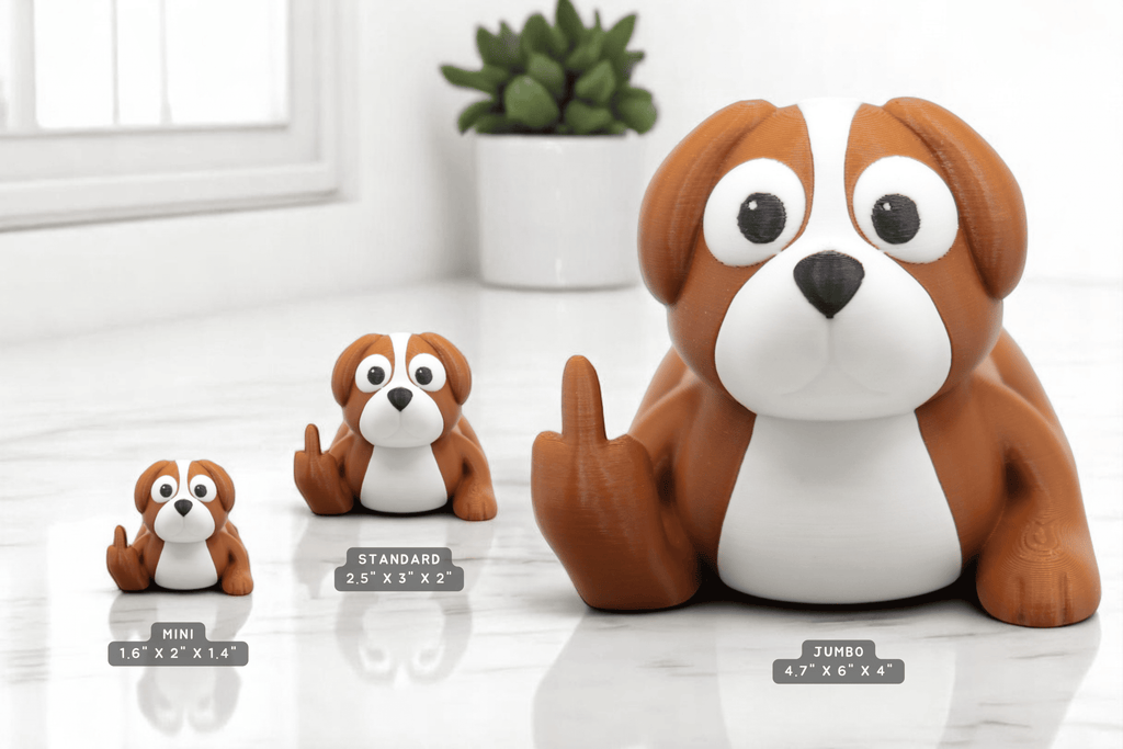 Lying Dog Middle Finger Figurine – Funny Sarcastic Dog Gift