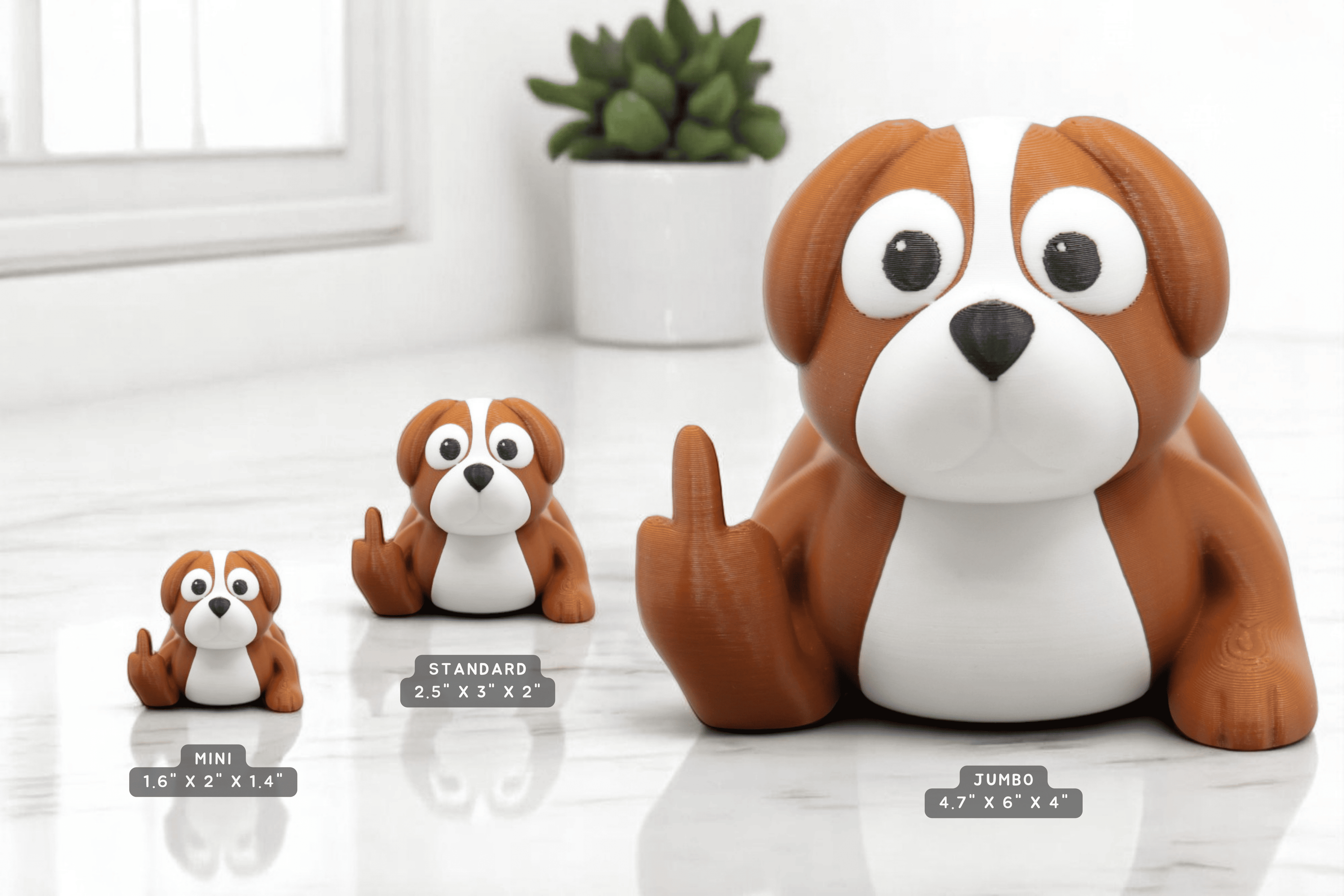 Lying Dog Middle Finger Figurine – Funny Sarcastic Dog Gift