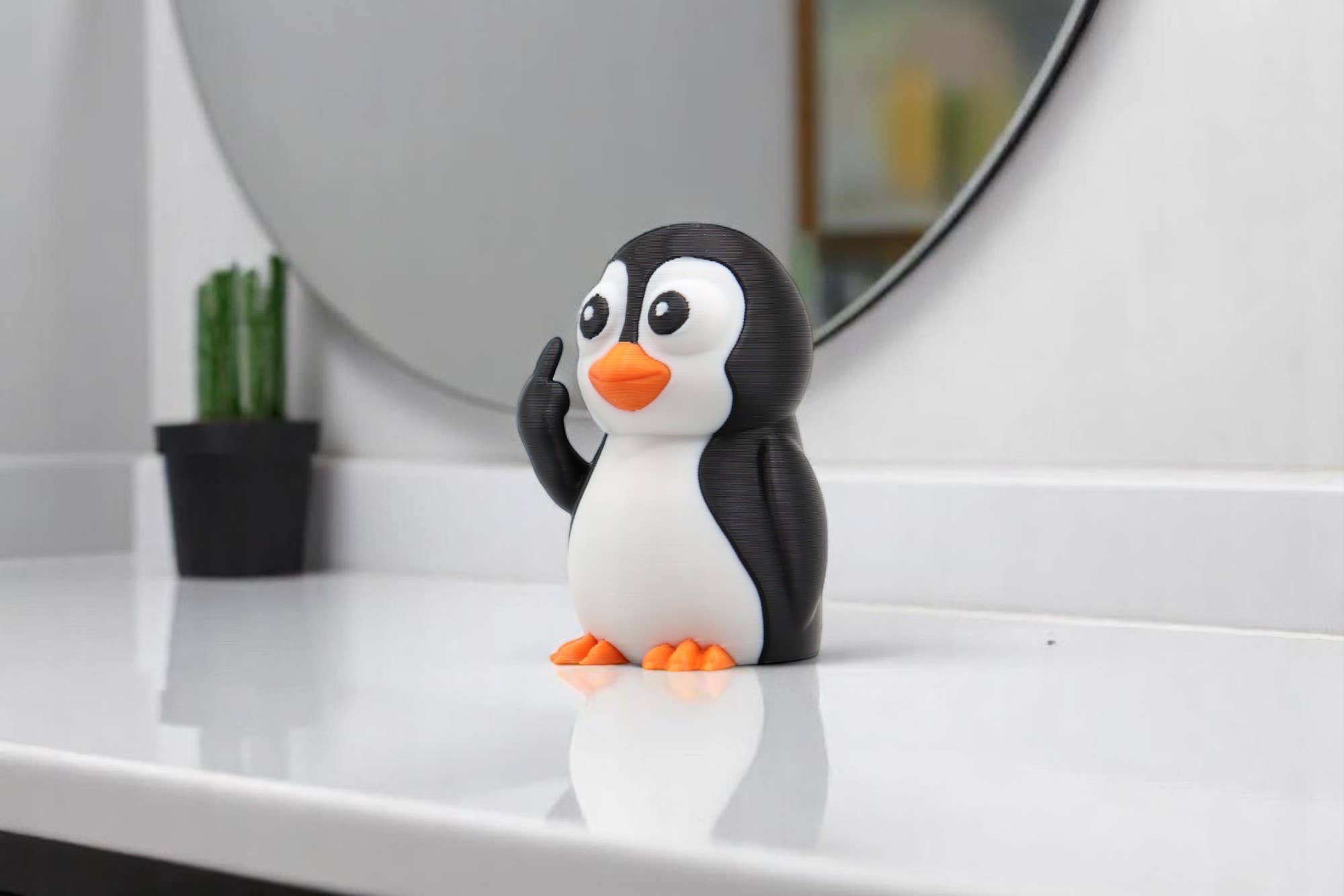 Penguin Middle Finger Figurine – Funny Sarcastic Penguin Gift
