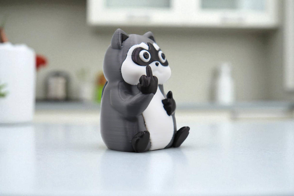 Raccoon Middle Finger Figurine – Funny Sarcastic Raccoon Gift