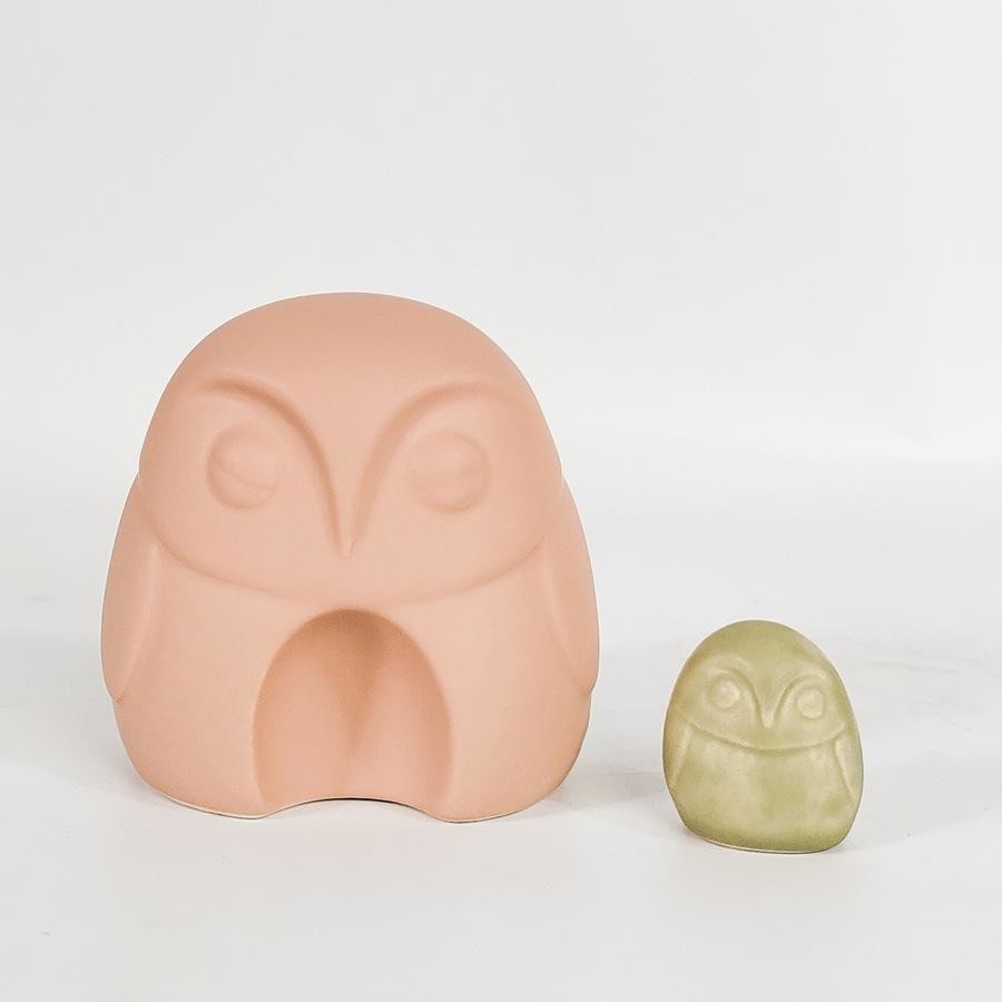 Family Nesting Owl Ornament – Bisque (11cm)