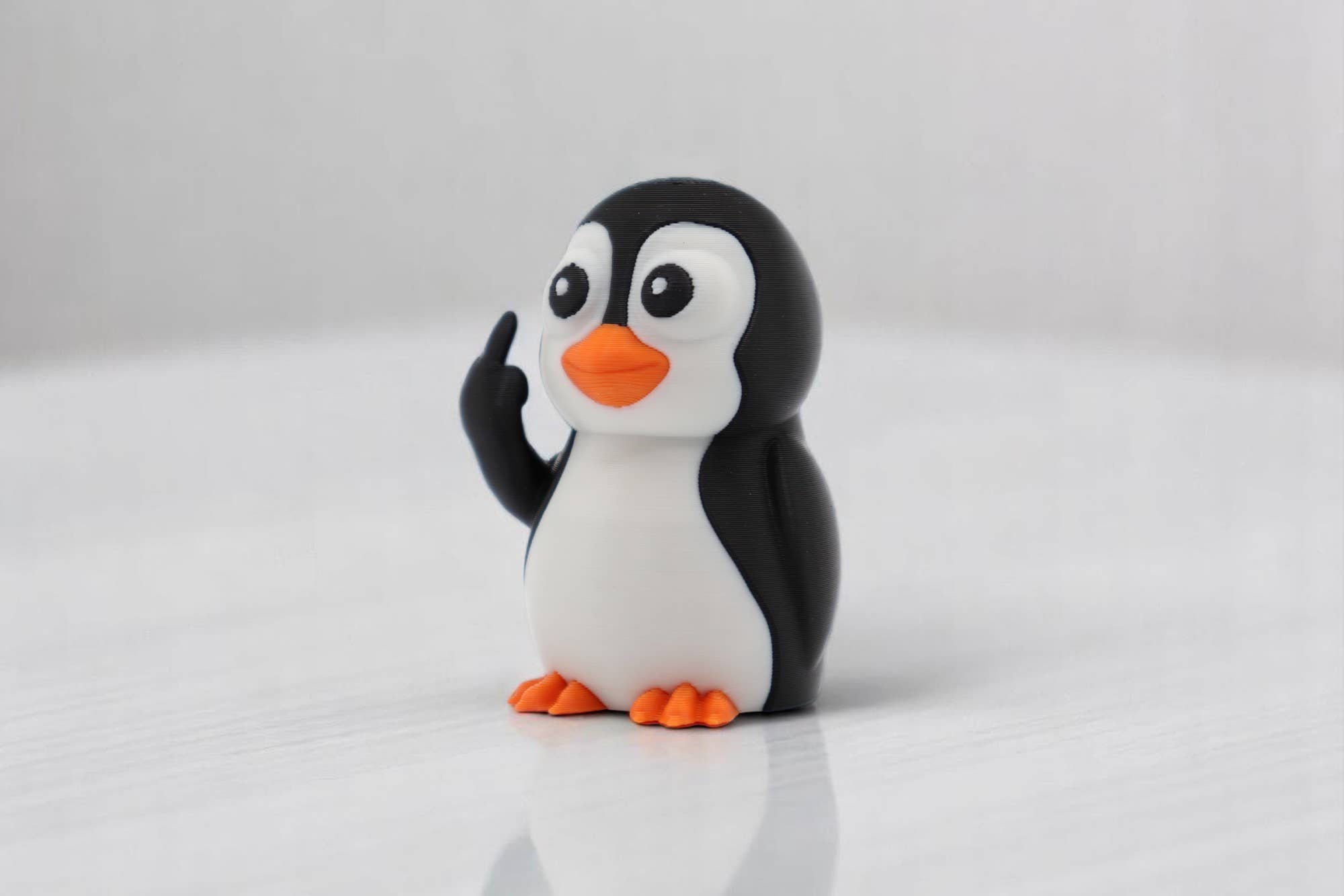 Penguin Middle Finger Figurine – Funny Sarcastic Penguin Gift