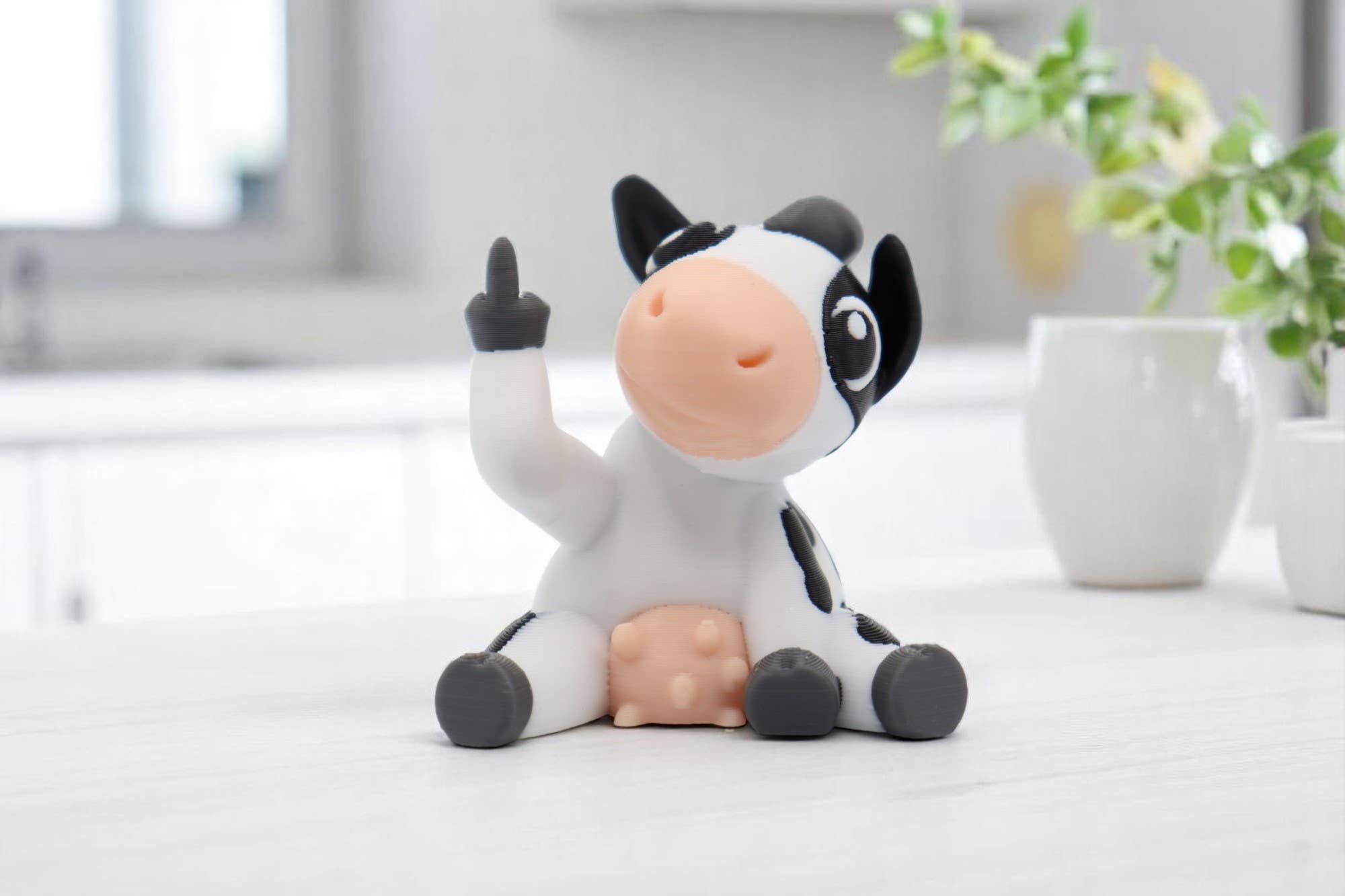 Cow Middle Finger Figurine – Funny Sarcastic Cow Gift