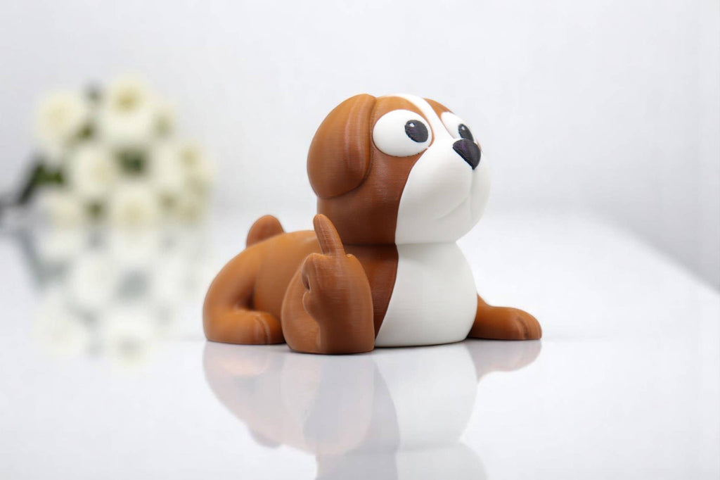 Lying Dog Middle Finger Figurine – Funny Sarcastic Dog Gift