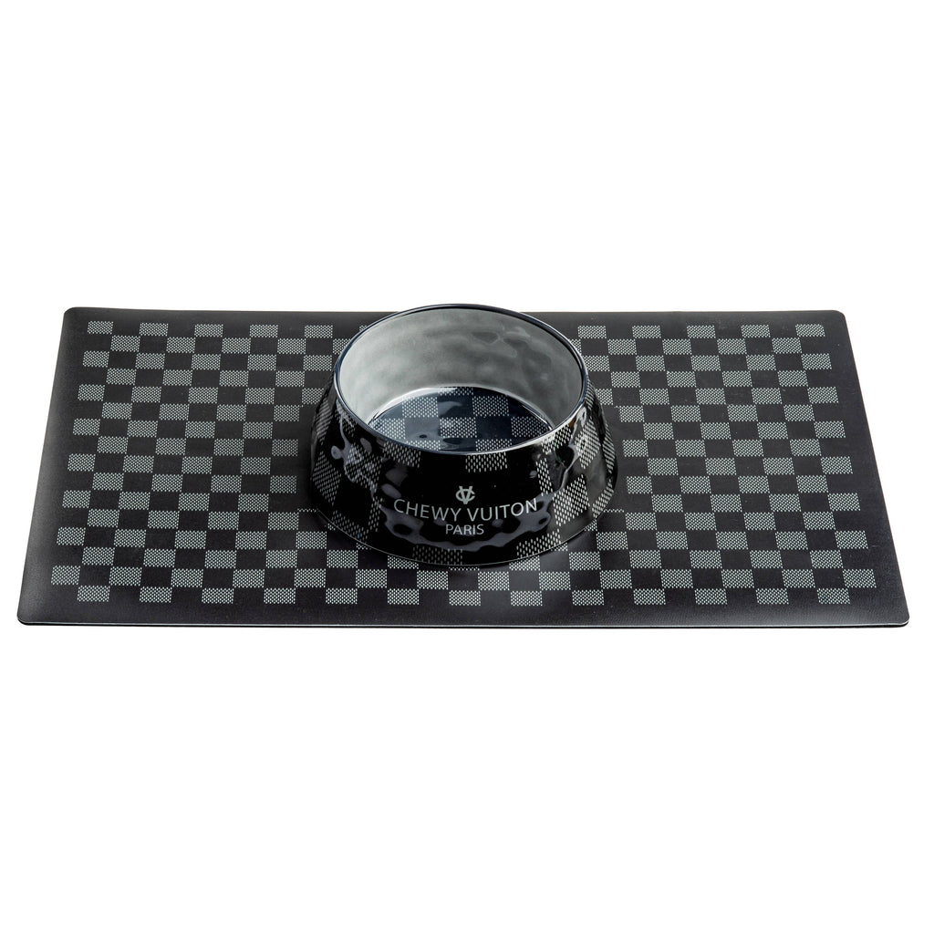 Black Checker Chewy Vuiton Placemat - Dog Mat