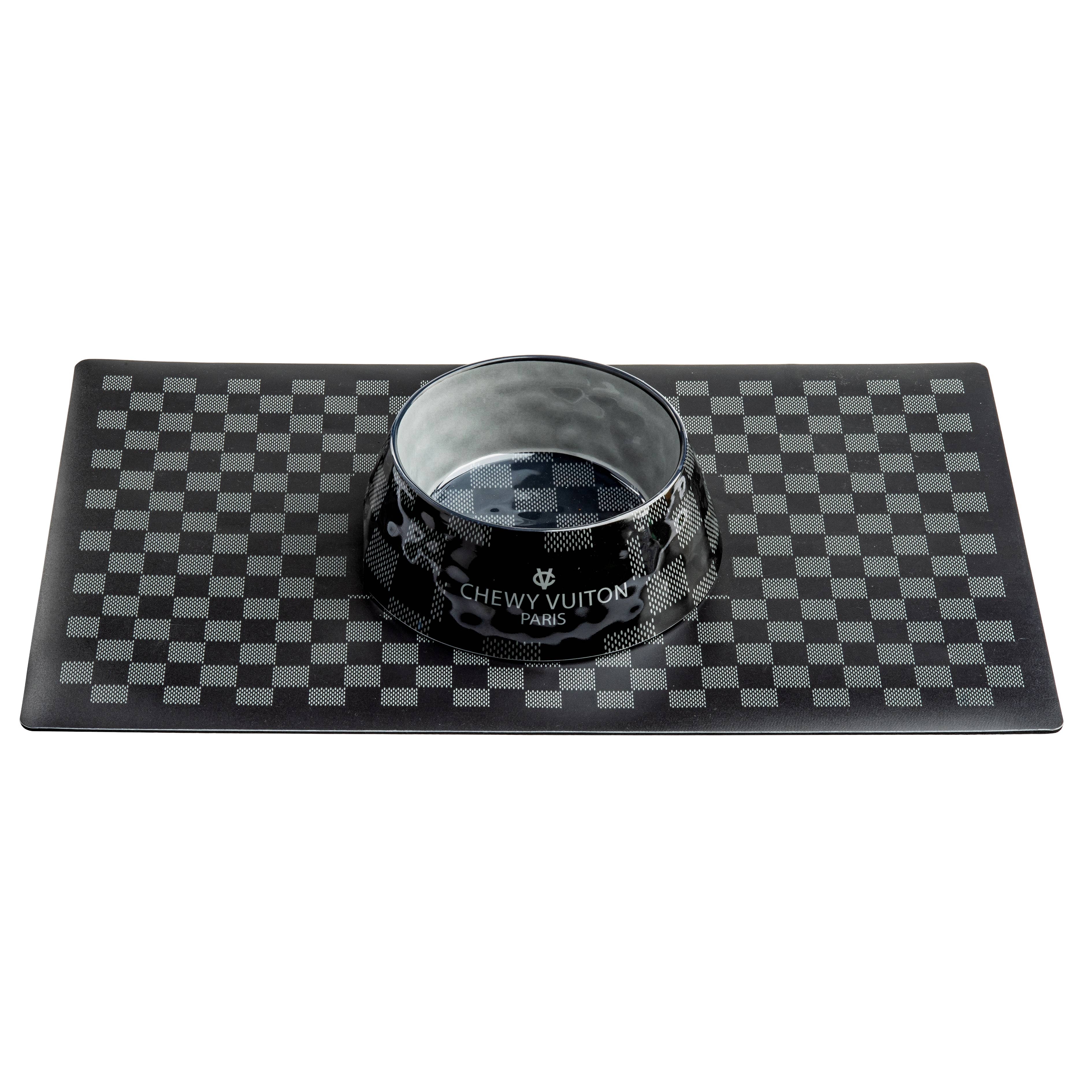 Black Checker Chewy Vuiton Placemat - Dog Mat