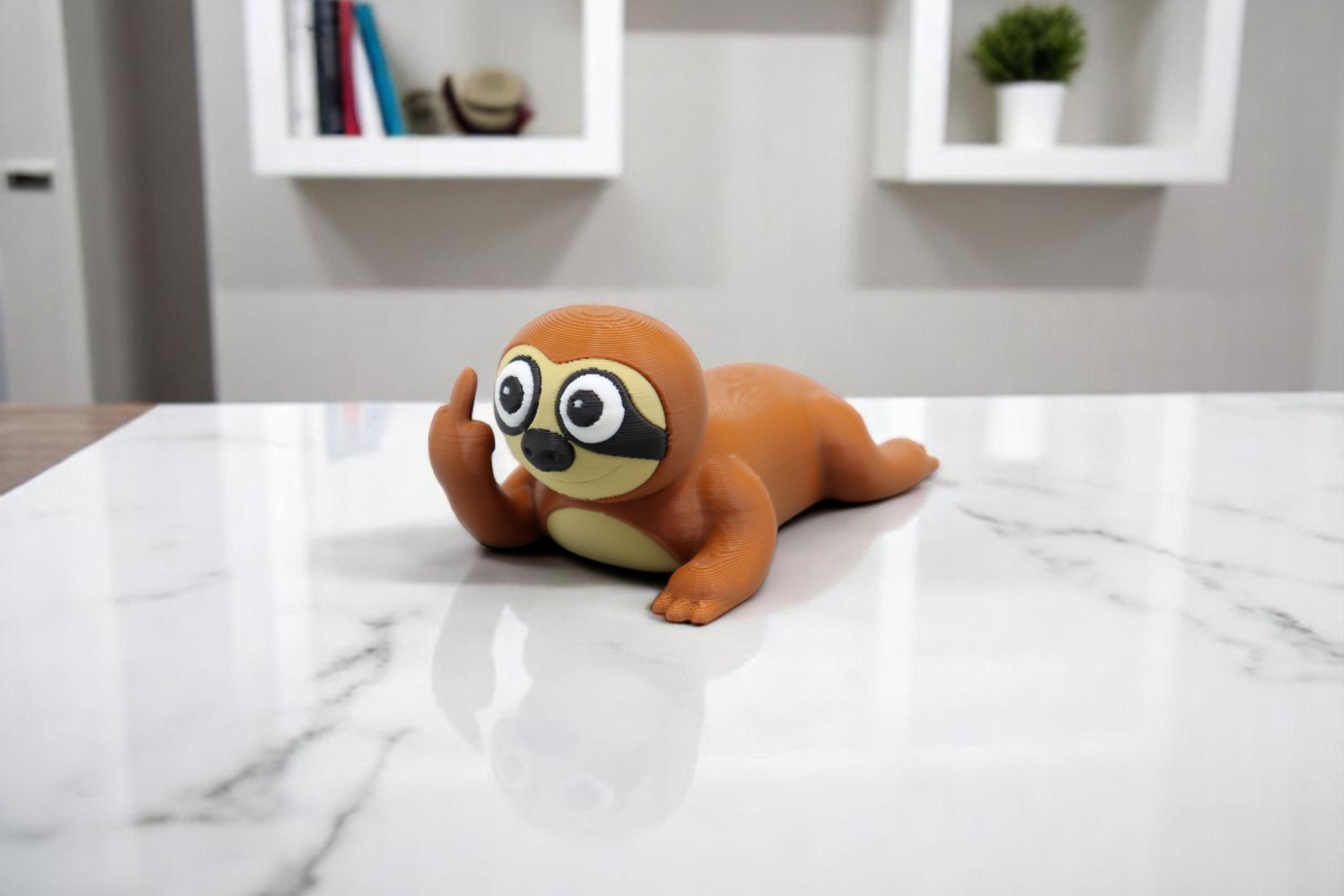 Sloth Middle Finger Figurine – Funny Sarcastic Sloth Gift