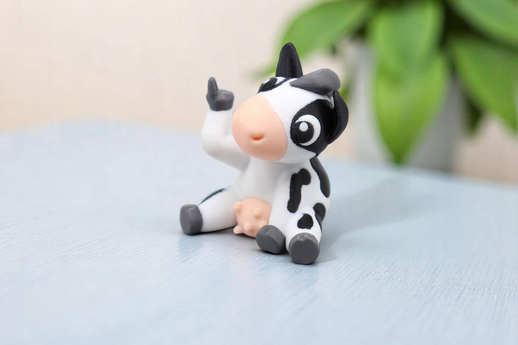 Cow Middle Finger Figurine – Funny Sarcastic Cow Gift