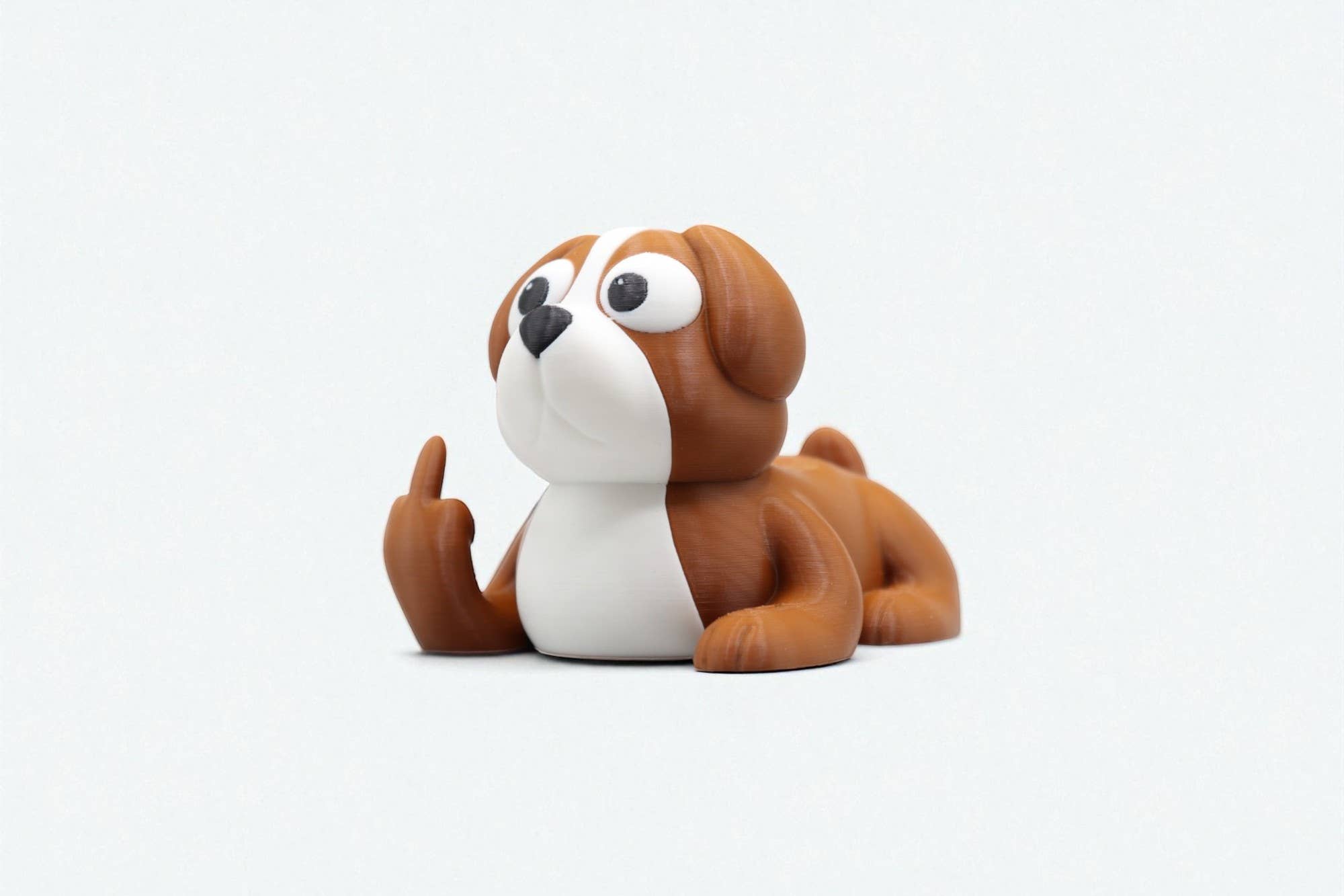 Lying Dog Middle Finger Figurine – Funny Sarcastic Dog Gift