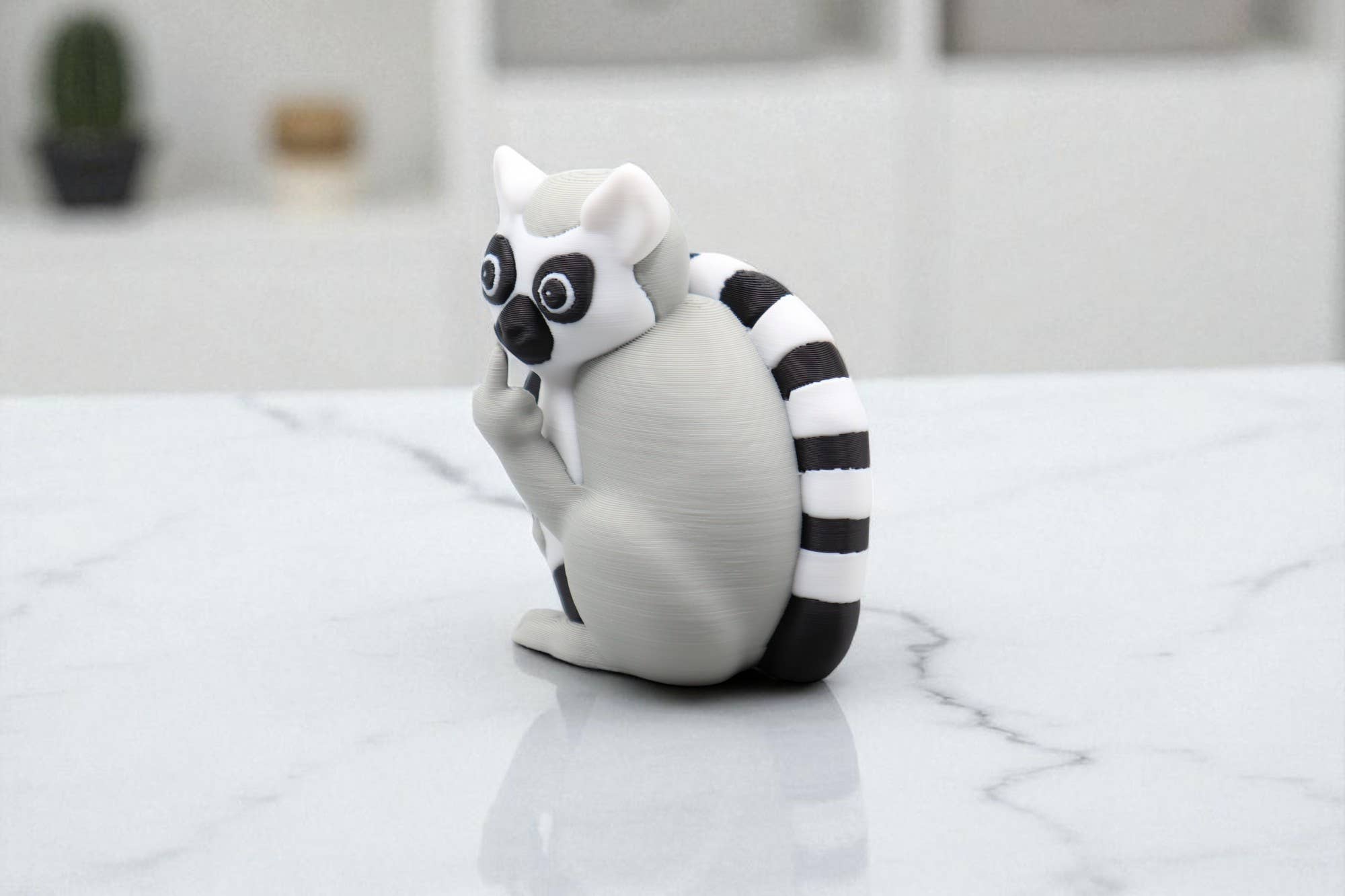 Lemur Middle Finger Figurine – Funny Sarcastic Lemur Gift