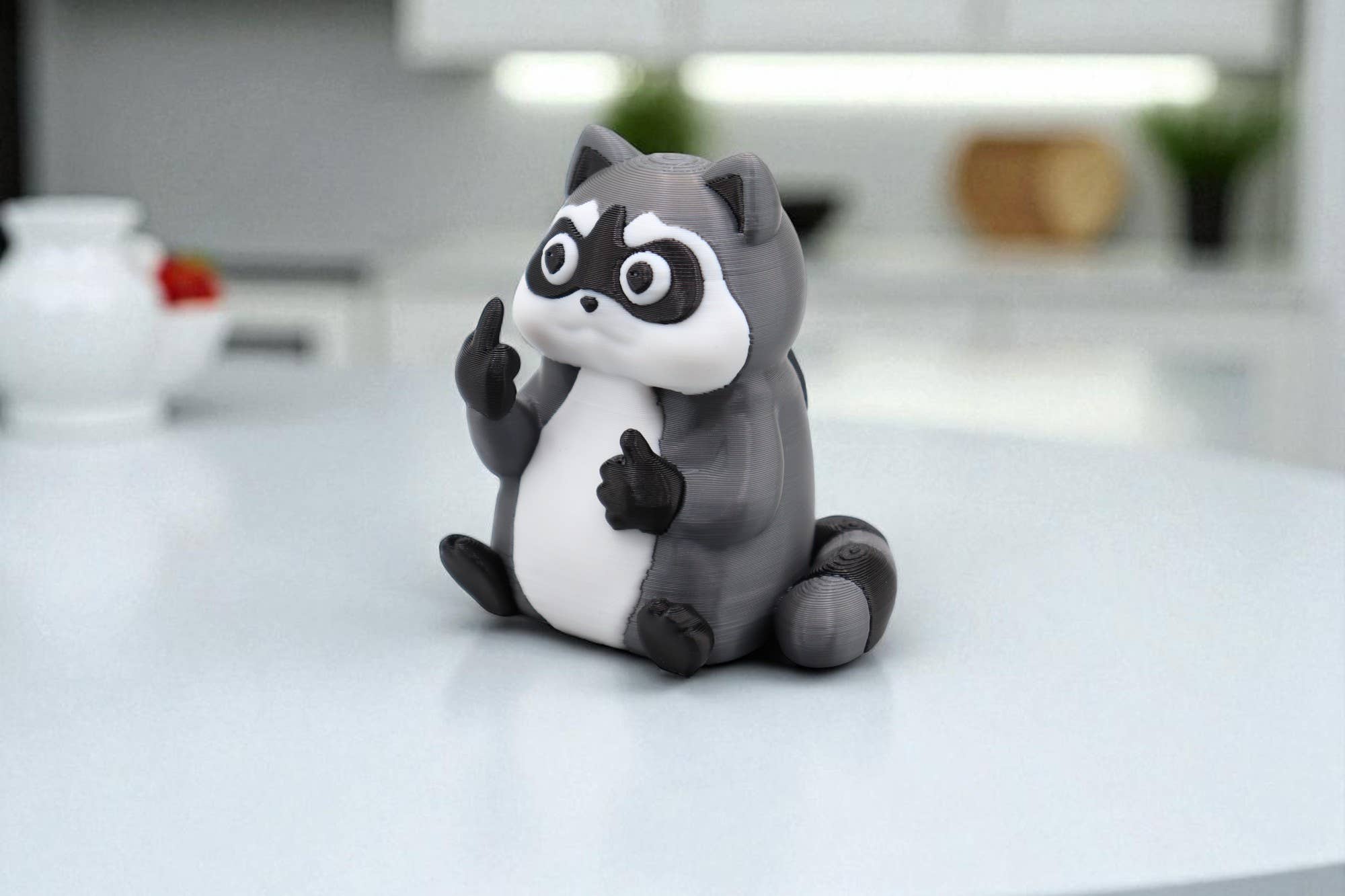 Raccoon Middle Finger Figurine – Funny Sarcastic Raccoon Gift