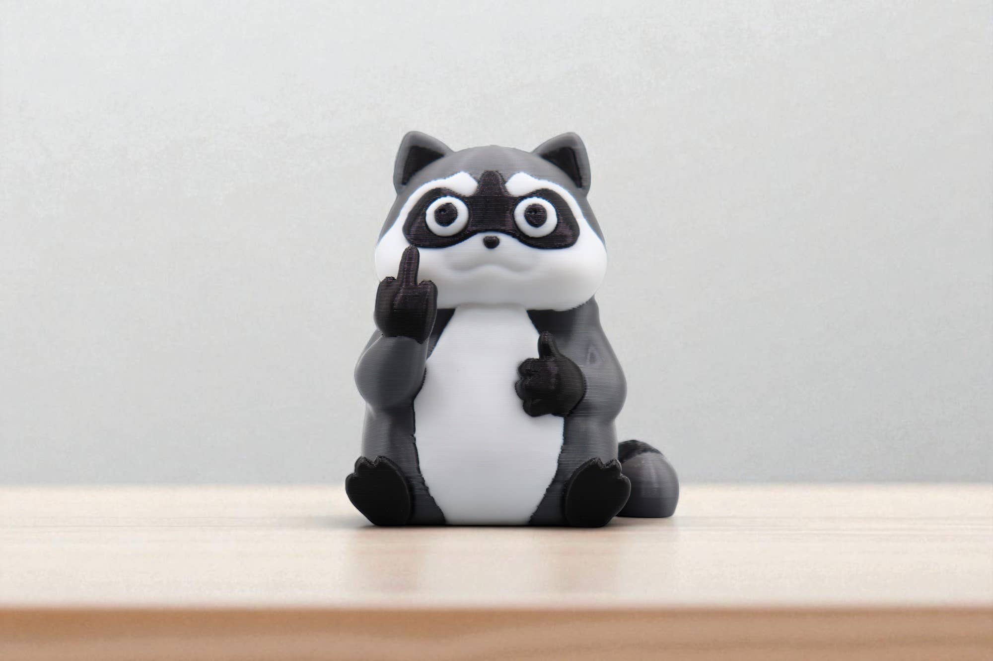 Raccoon Middle Finger Figurine – Funny Sarcastic Raccoon Gift