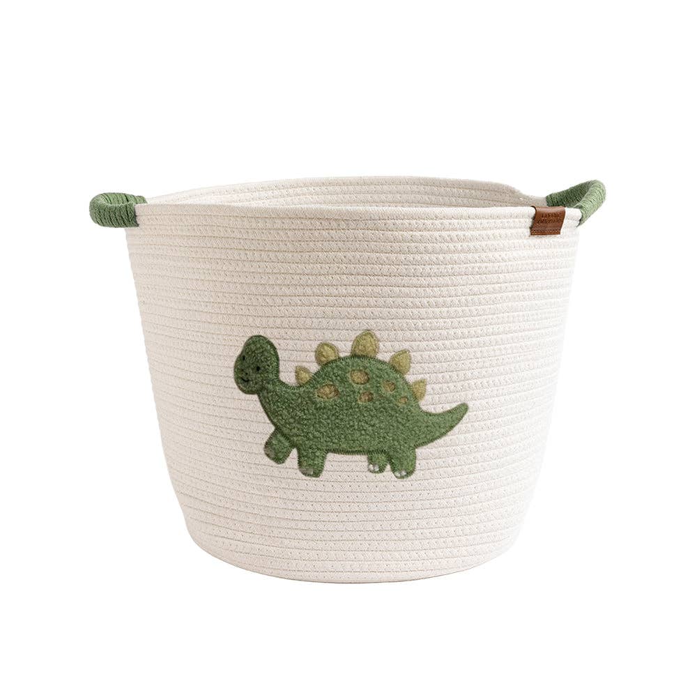 Cotton Rope Embroidered Hampers - Dinosaur