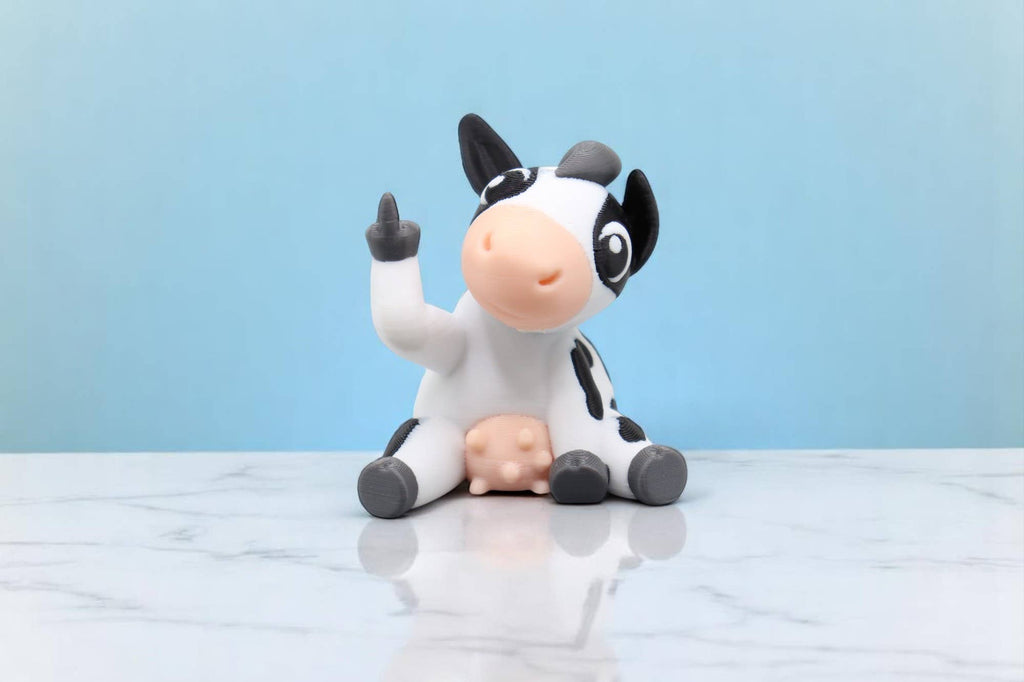 Cow Middle Finger Figurine – Funny Sarcastic Cow Gift