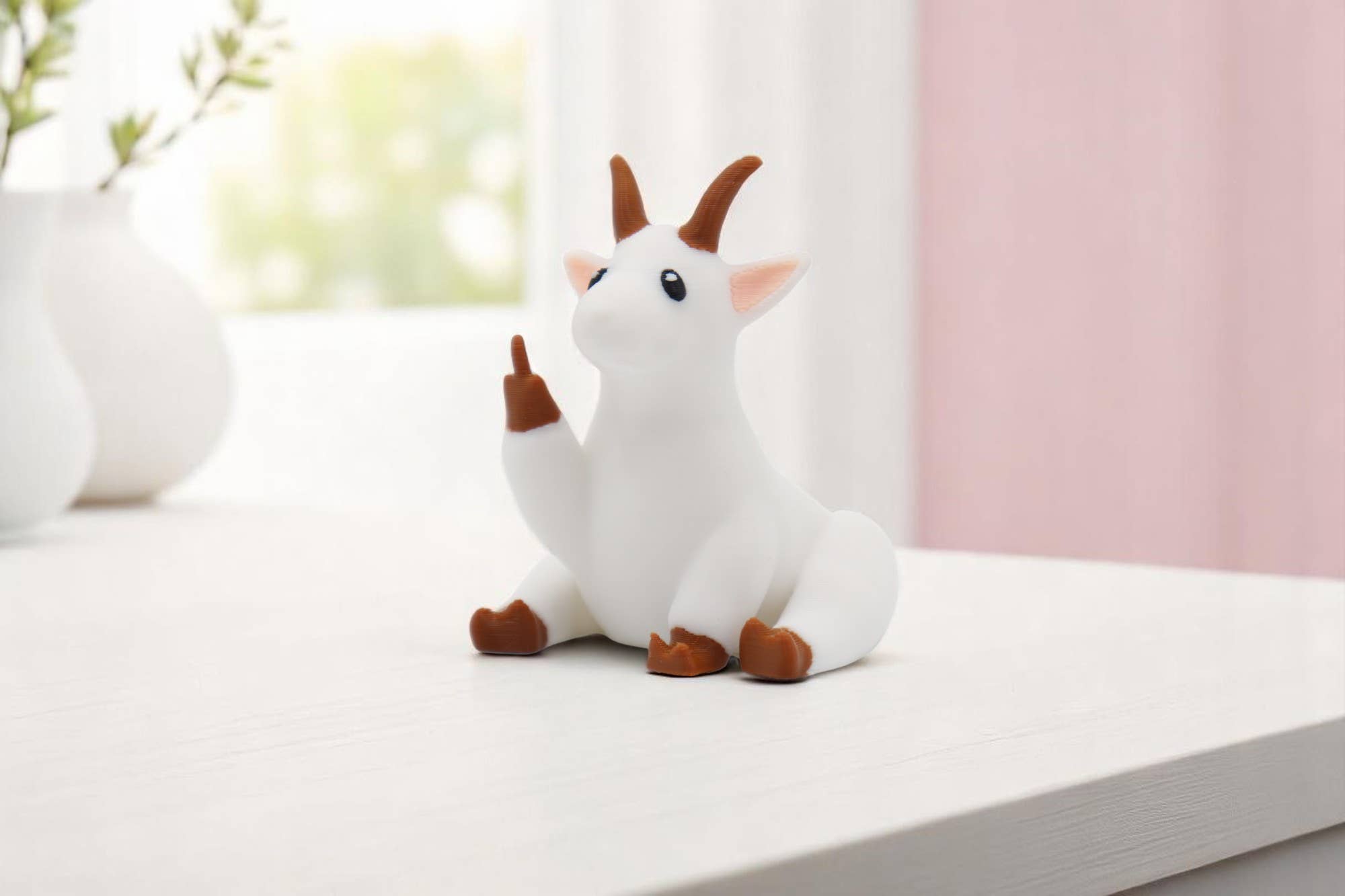Goat Middle Finger Figurine – Funny Sarcastic Goat Gift