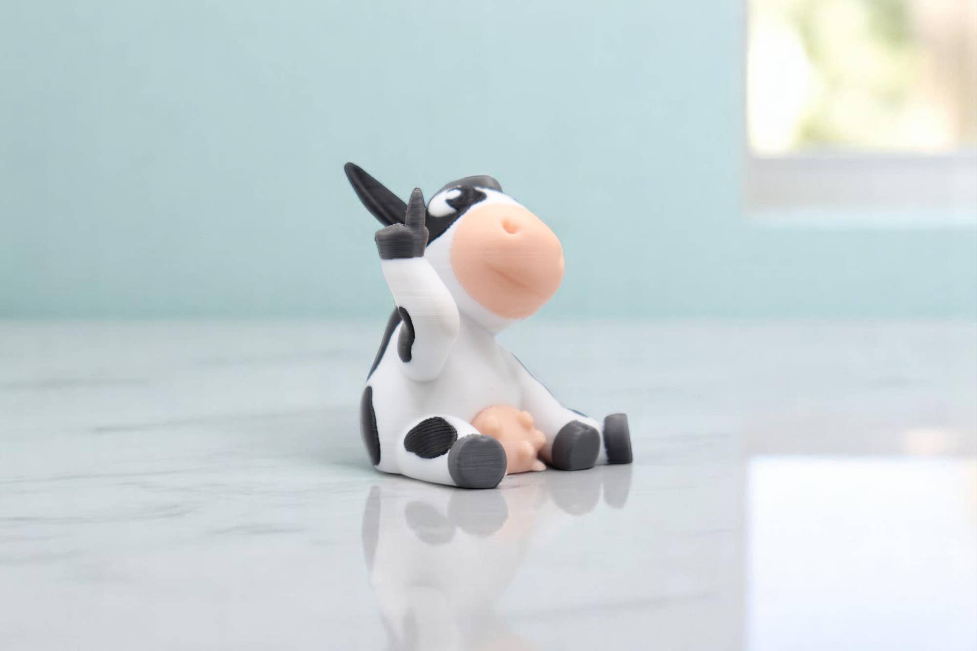 Cow Middle Finger Figurine – Funny Sarcastic Cow Gift