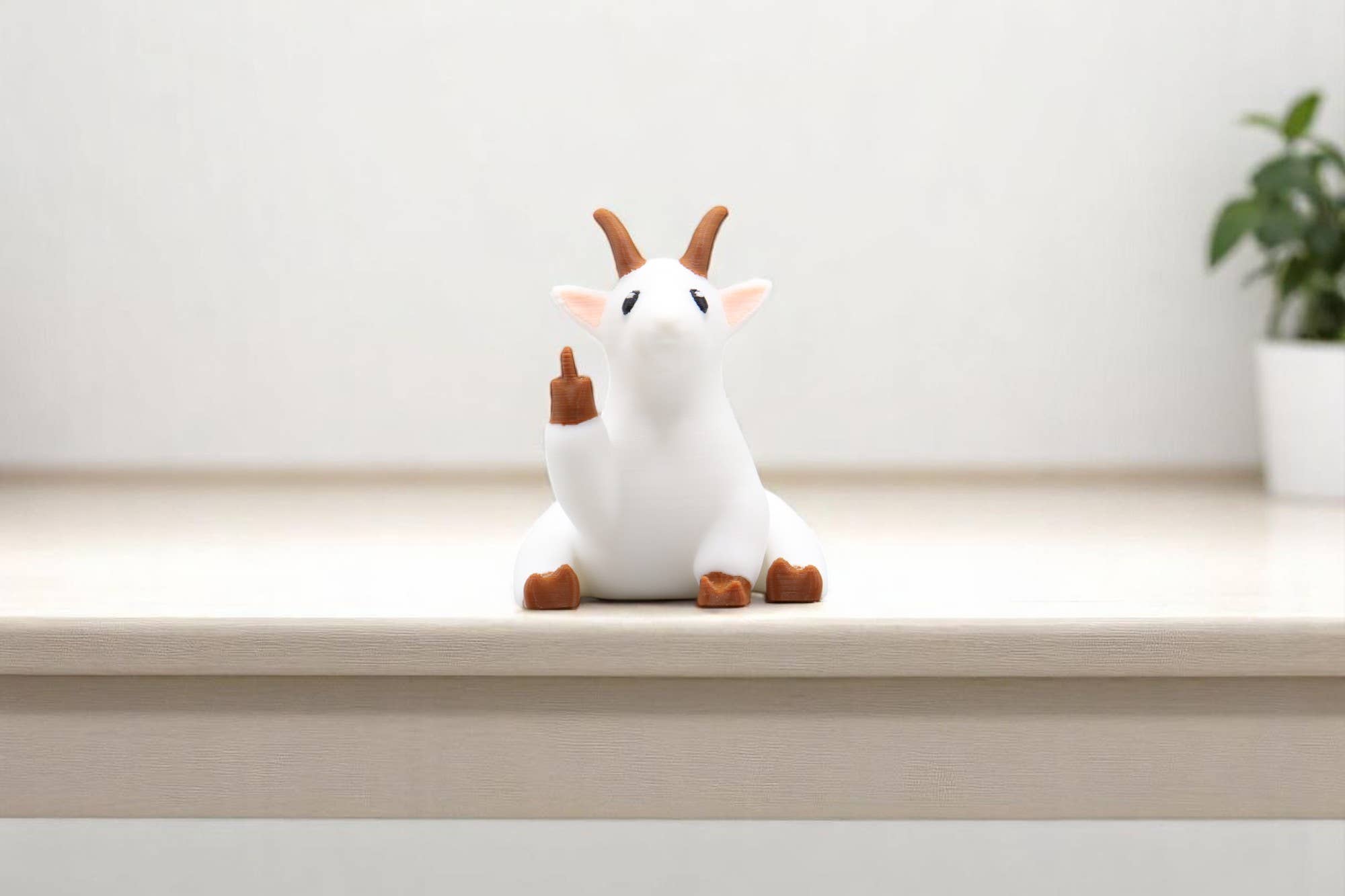 Goat Middle Finger Figurine – Funny Sarcastic Goat Gift