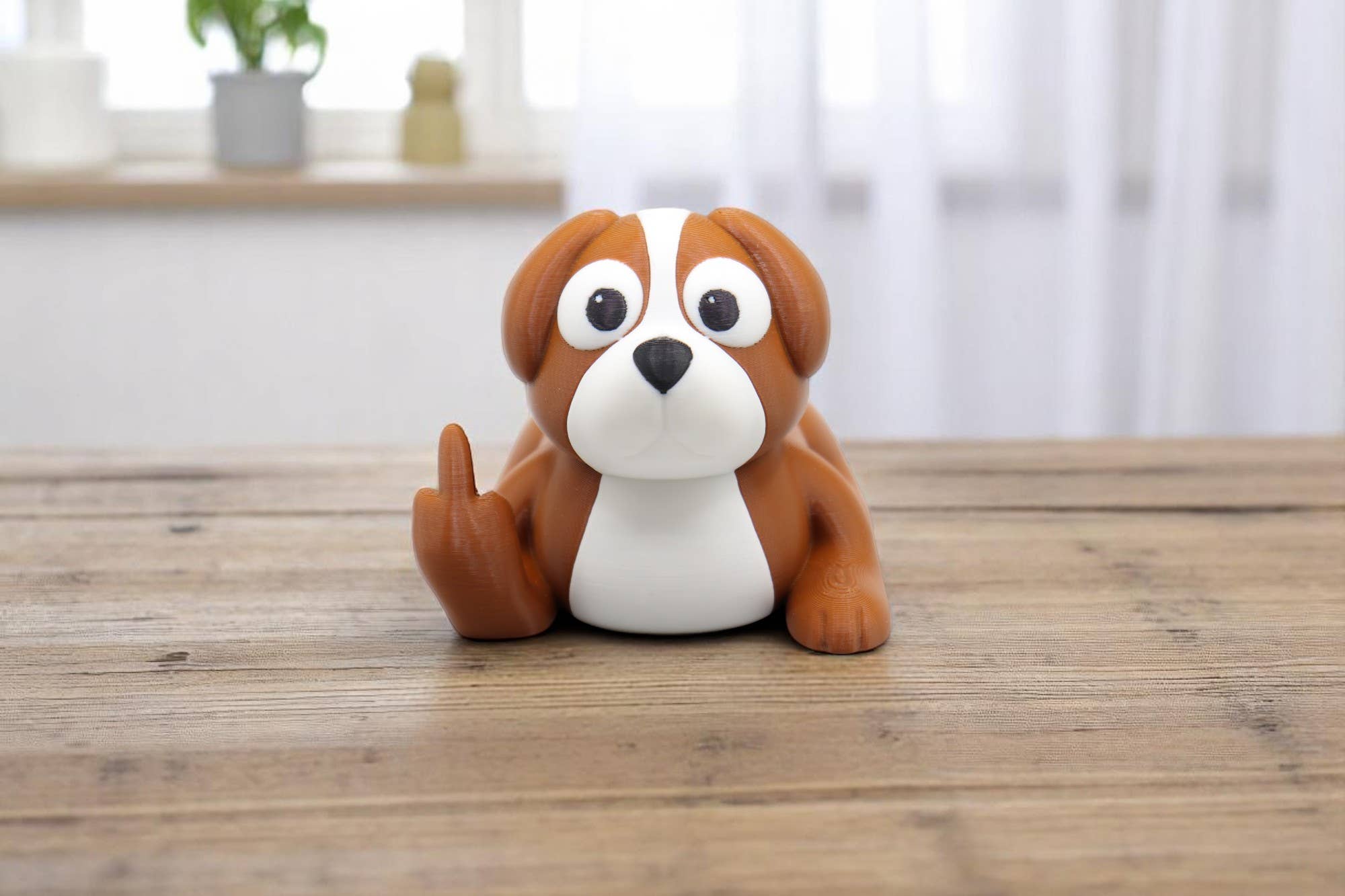 Lying Dog Middle Finger Figurine – Funny Sarcastic Dog Gift