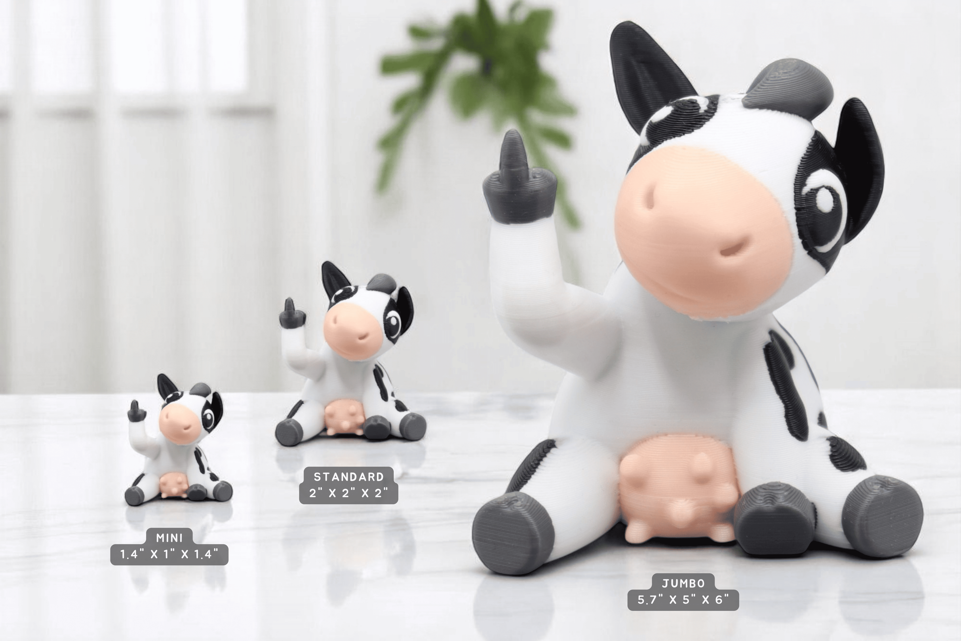 Cow Middle Finger Figurine – Funny Sarcastic Cow Gift
