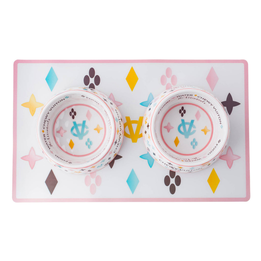 White Chewy Vuiton Placemat - Dog Mat