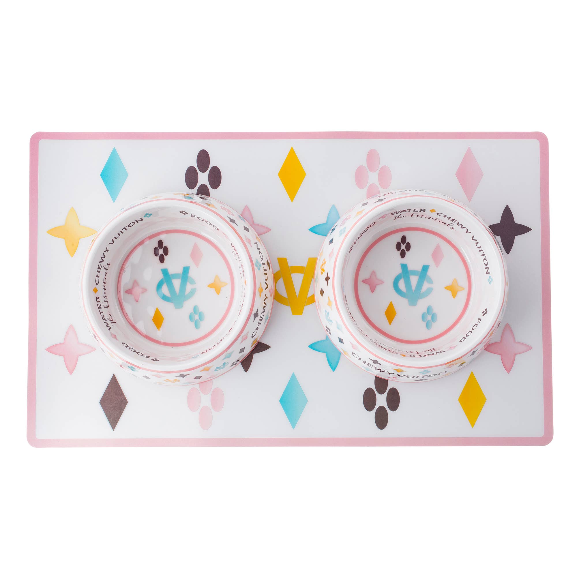 White Chewy Vuiton Placemat - Dog Mat