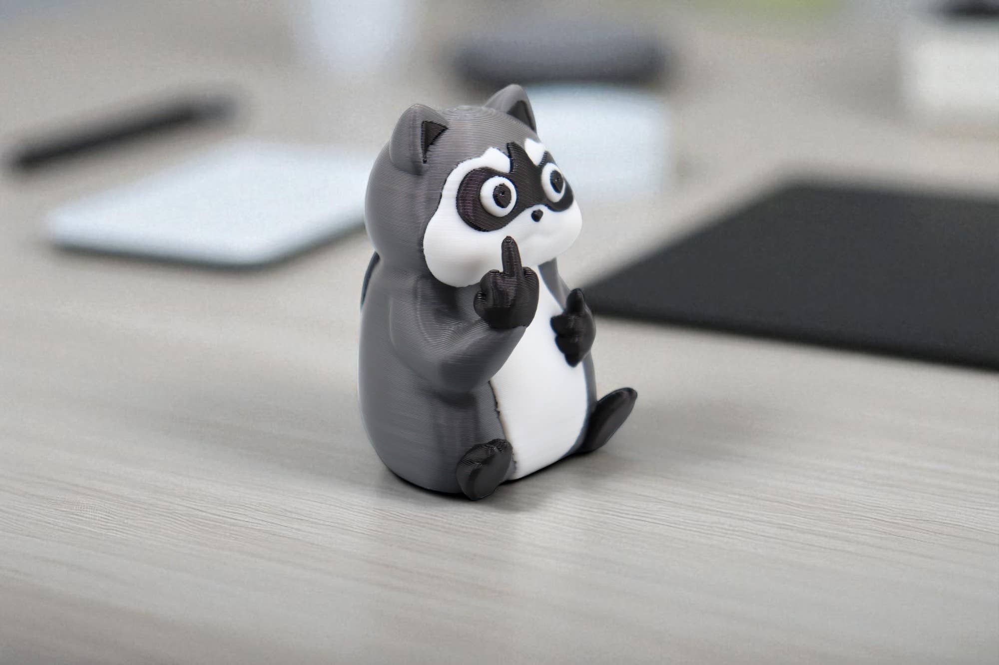 Raccoon Middle Finger Figurine – Funny Sarcastic Raccoon Gift