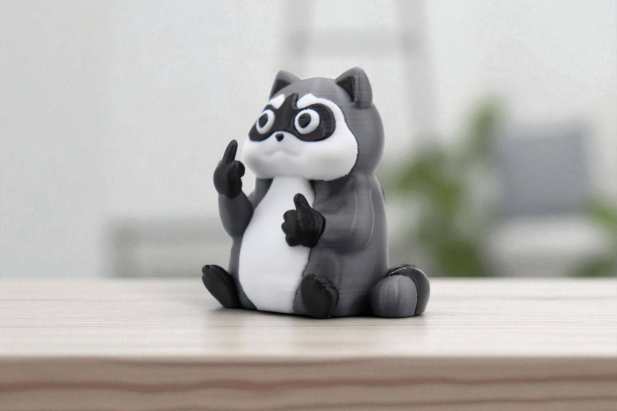 Raccoon Middle Finger Figurine – Funny Sarcastic Raccoon Gift