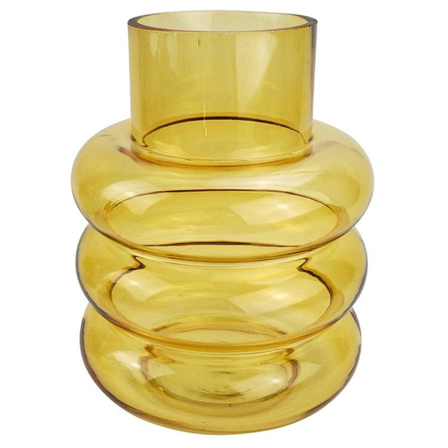 Tommy 22cm Ring Glass Flower Vase Medium Home Decorative Display Amber