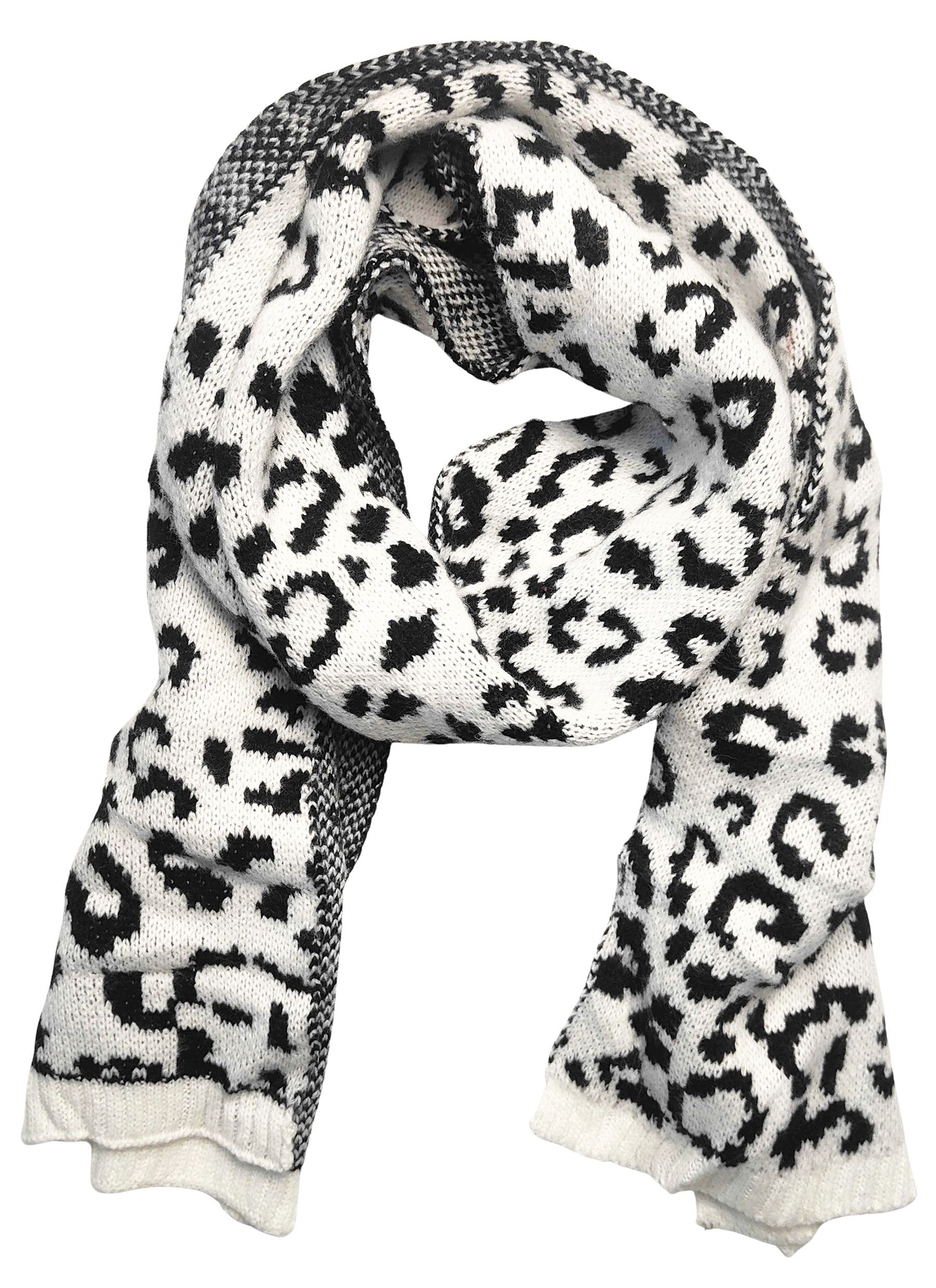 Sabina Leopard Scarf White & Black