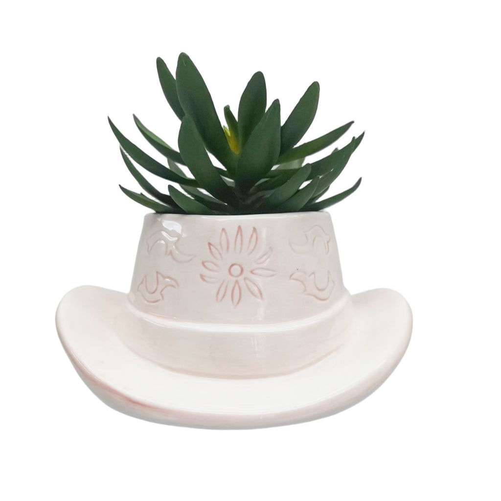 Cowboy Hat Planter Pink 20cm