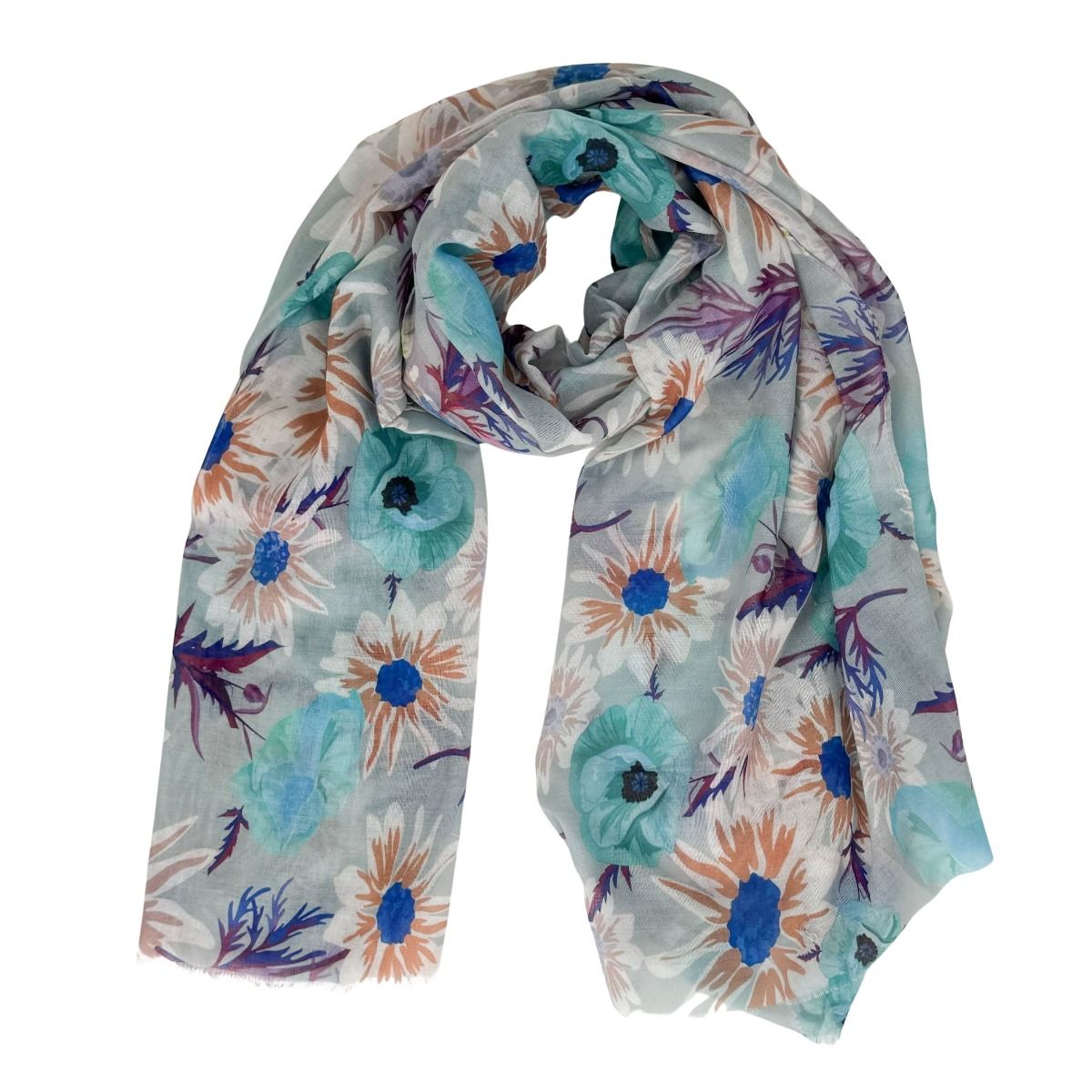 Carmen Floral Scarf in Blue