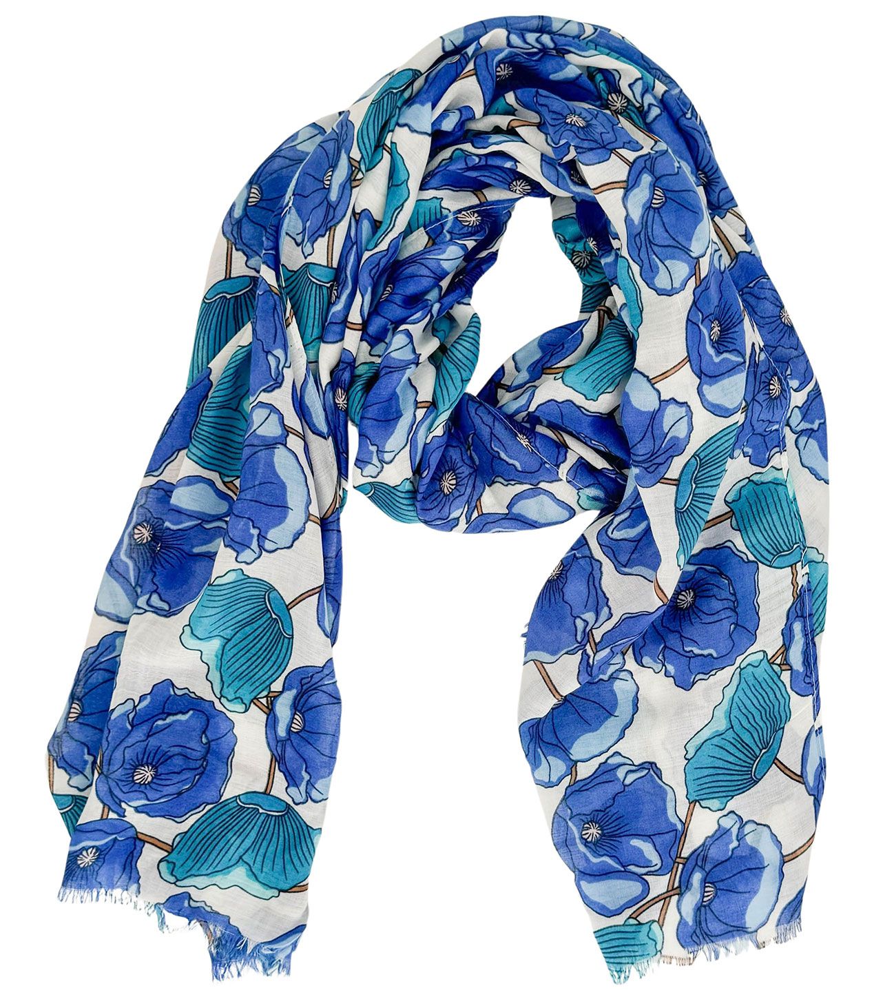 Poppies Scarf in Blue