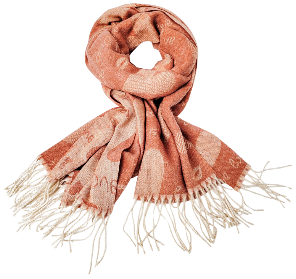 Love and Kisses Scarf Peach