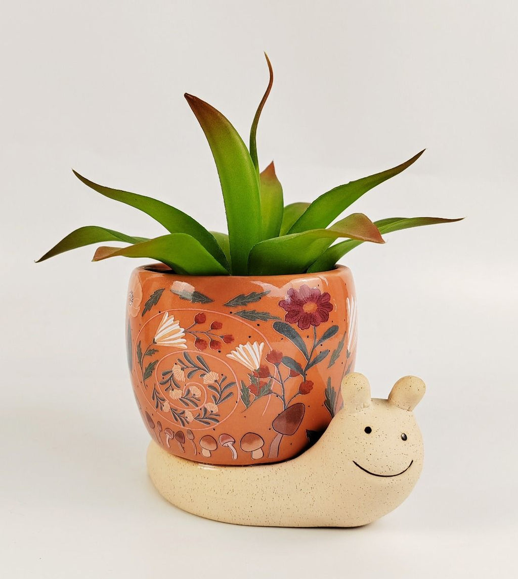 Snail with Flowers Planter