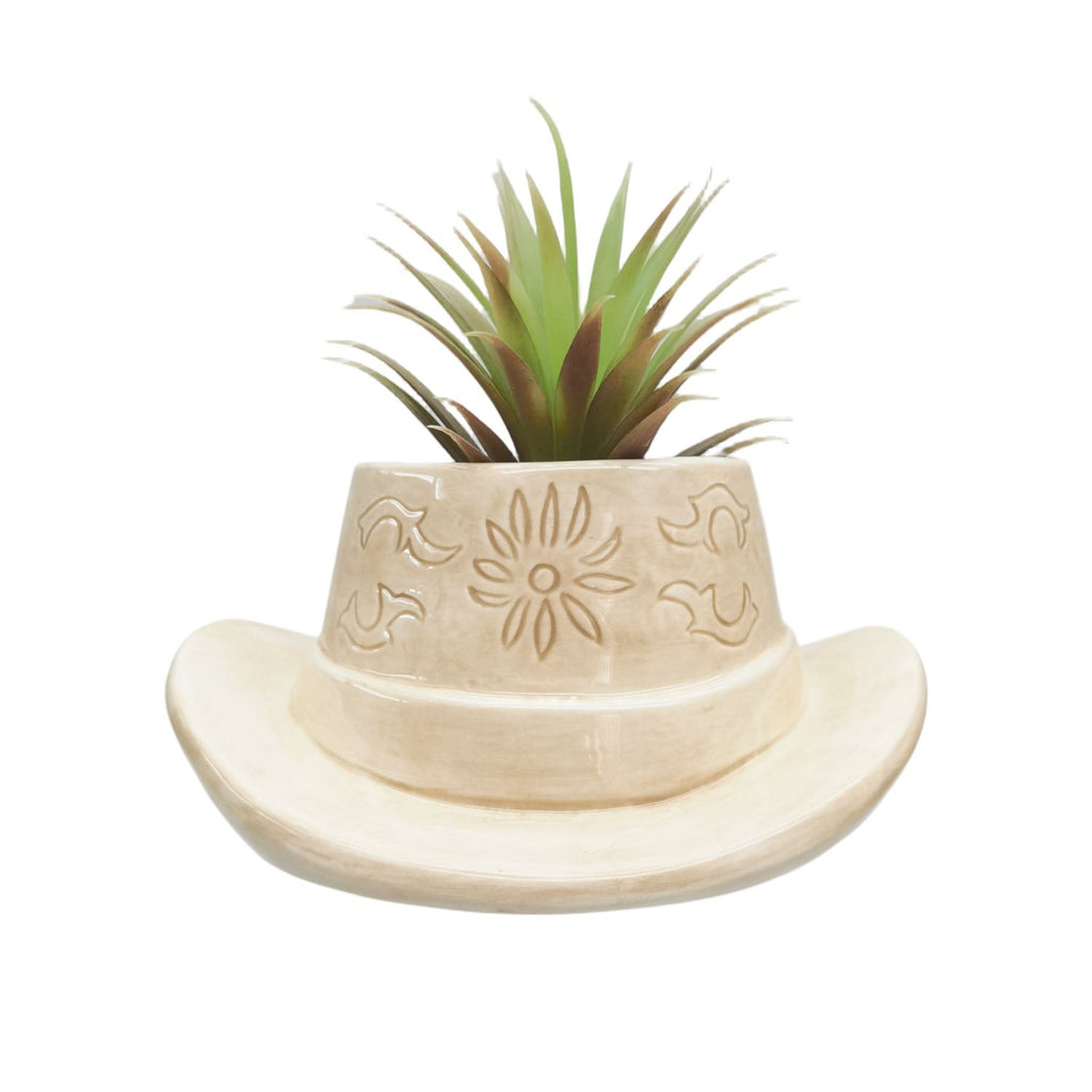 Cowboy Hat Planter Tan 20cm