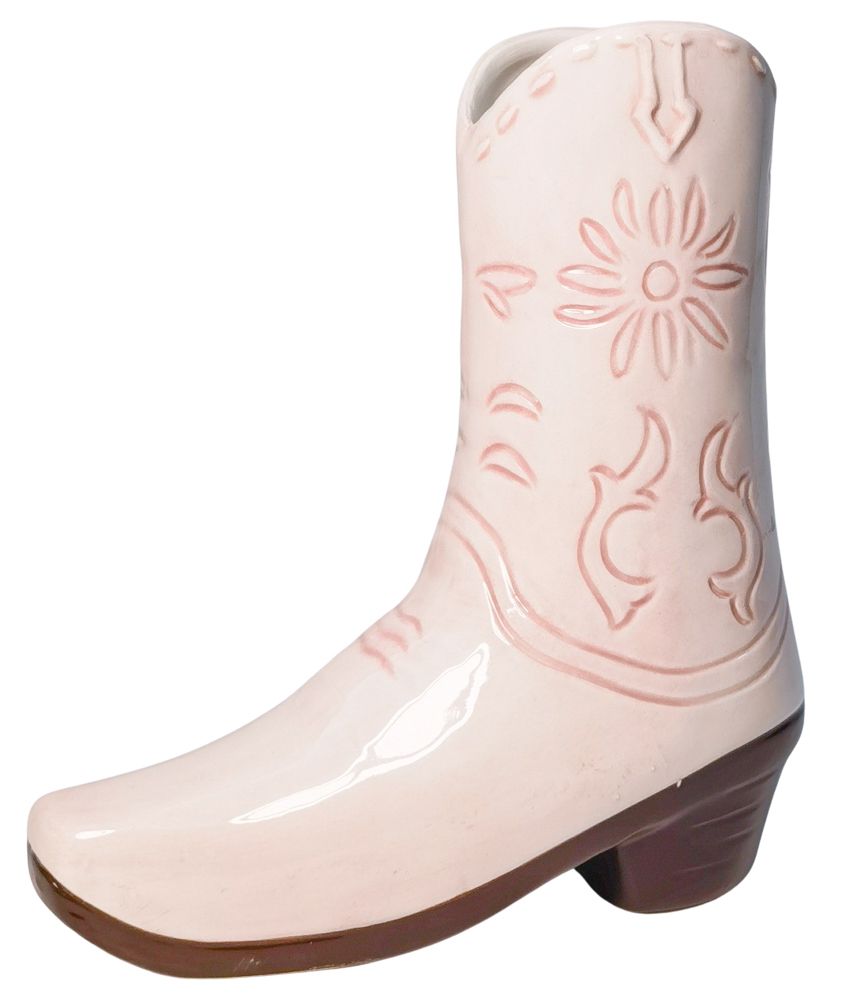 Cowboy Boot Vase Pink 19cm