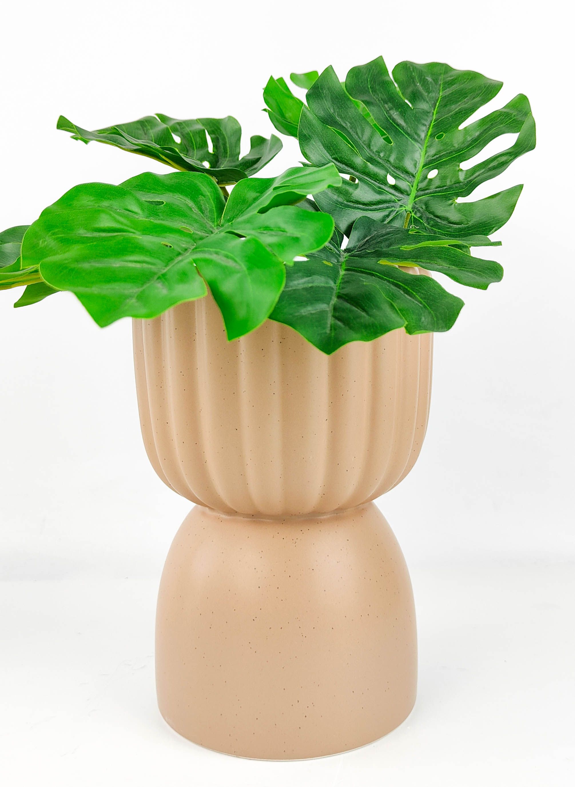 Leilani Tall Planter – Beige (Large, 21cm)