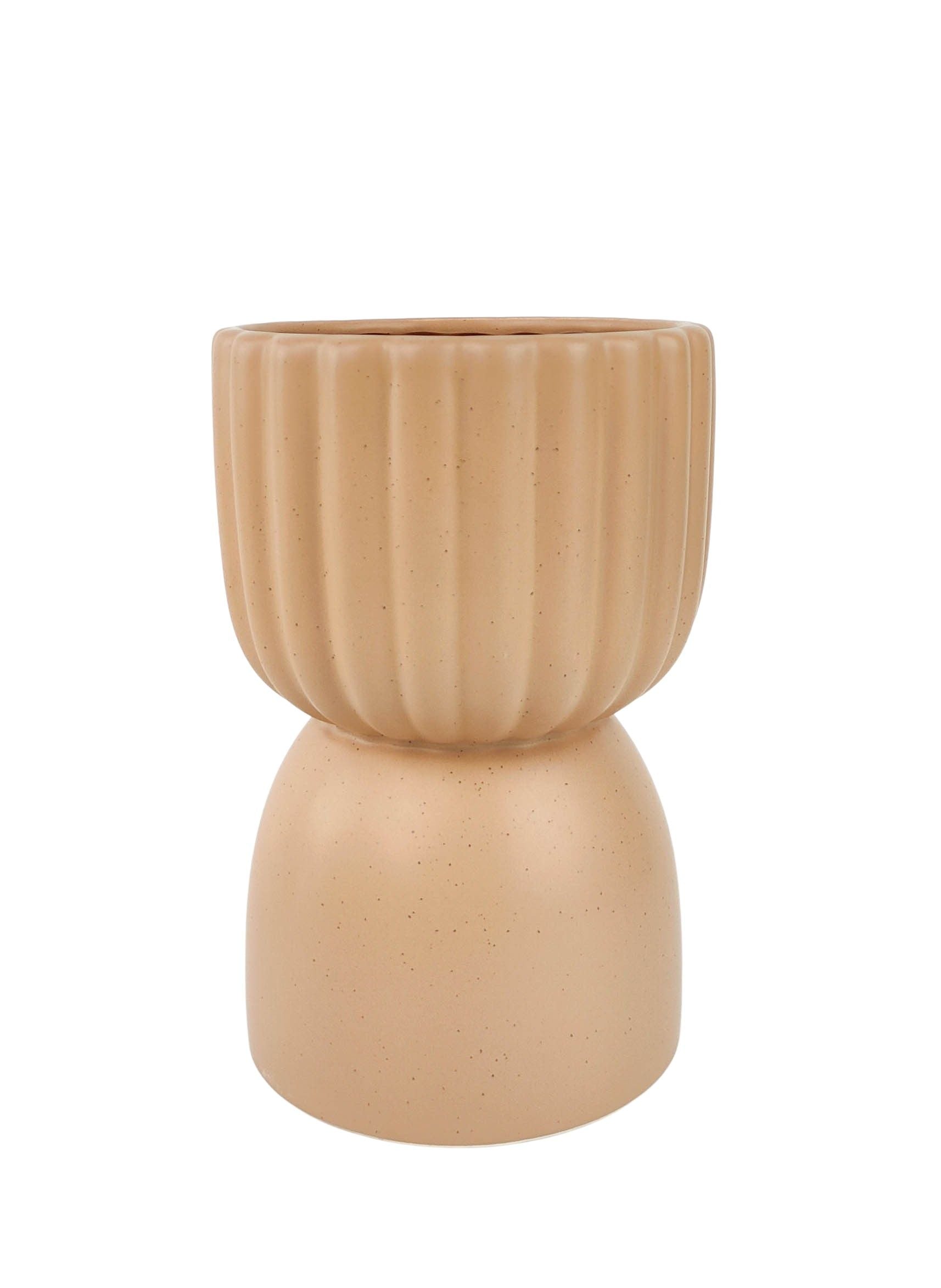 Leilani Tall Planter – Beige (Large, 21cm)