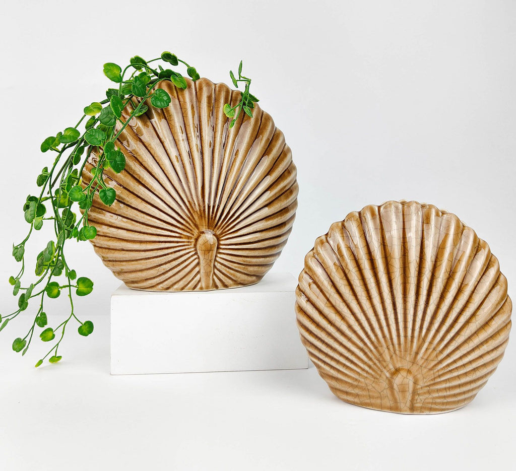Amari Fan Palm Vase – Caramel (Medium, 17cm)