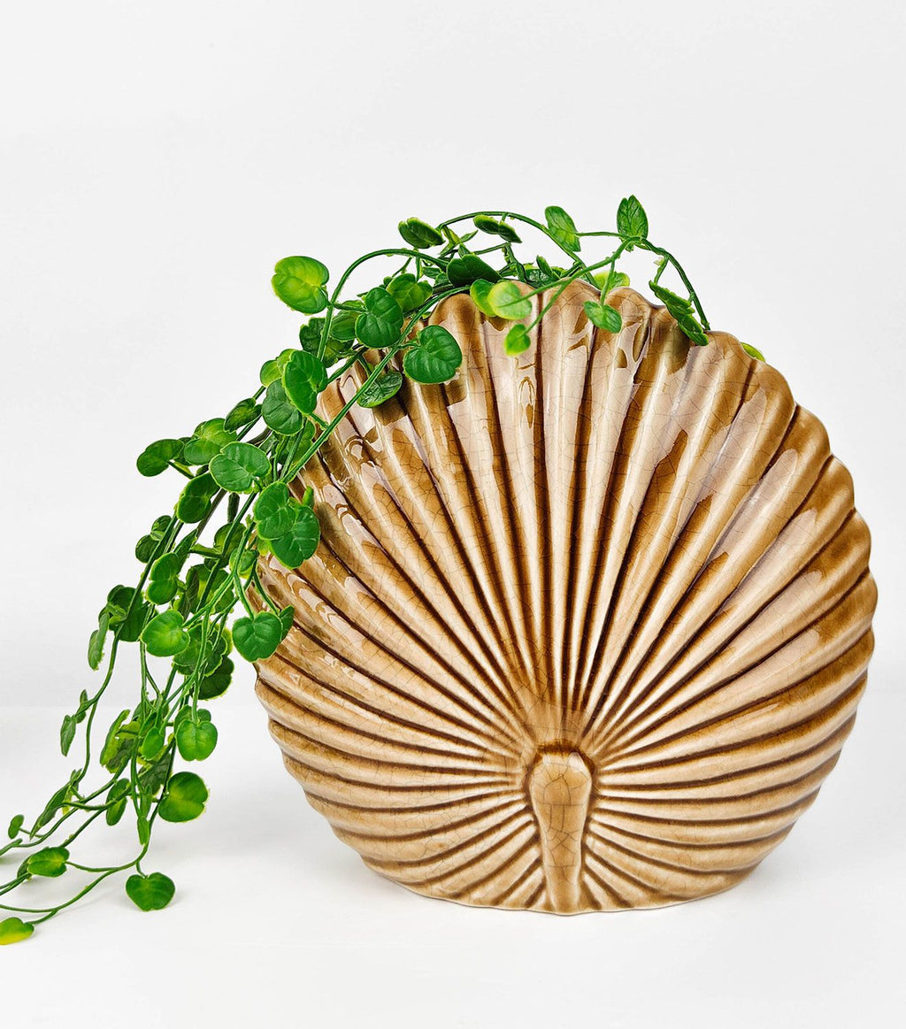 Amari Fan Palm Vase – Caramel (Medium, 17cm)
