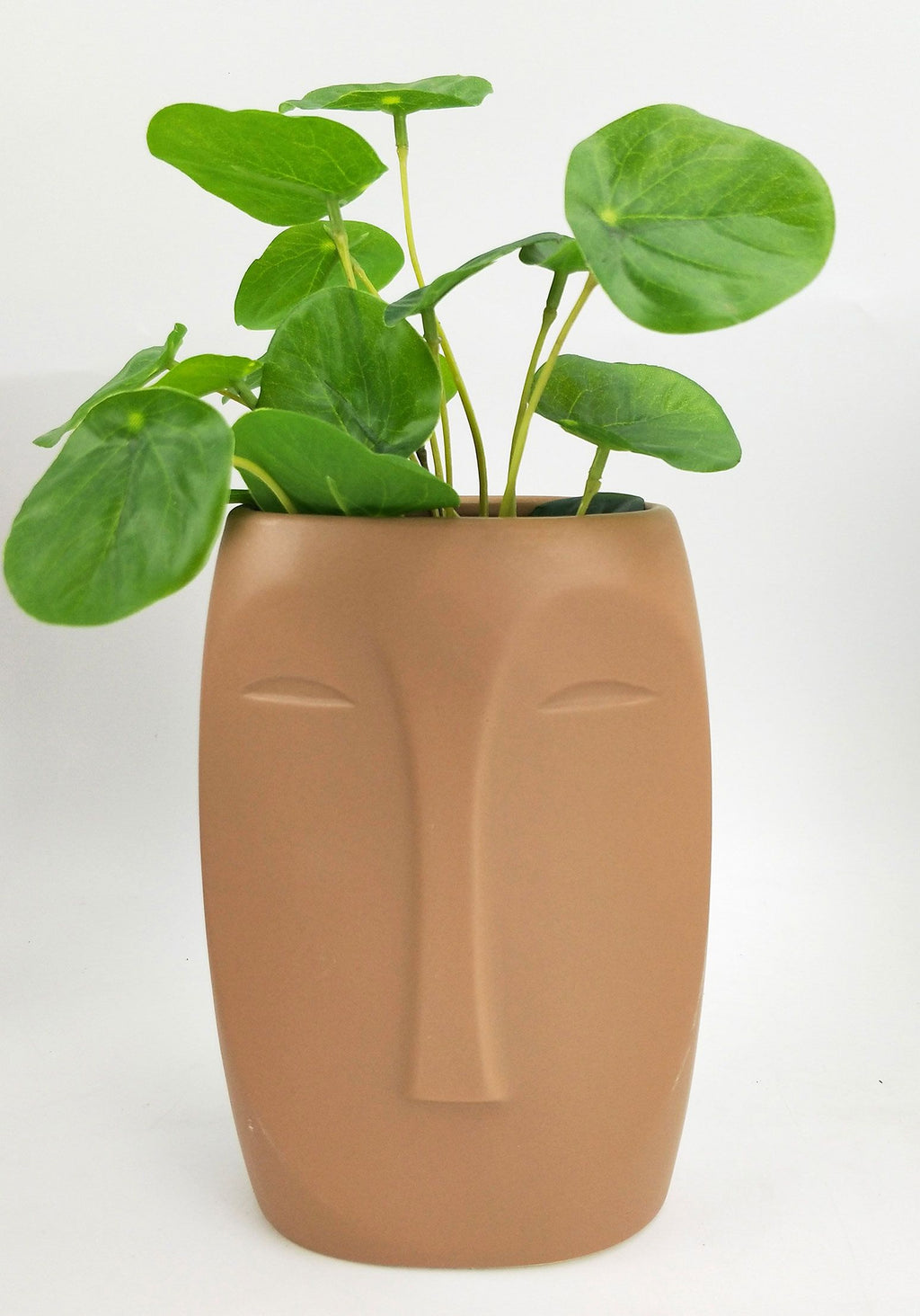 Aztec Face Vase – Beige (Medium, 17cm)