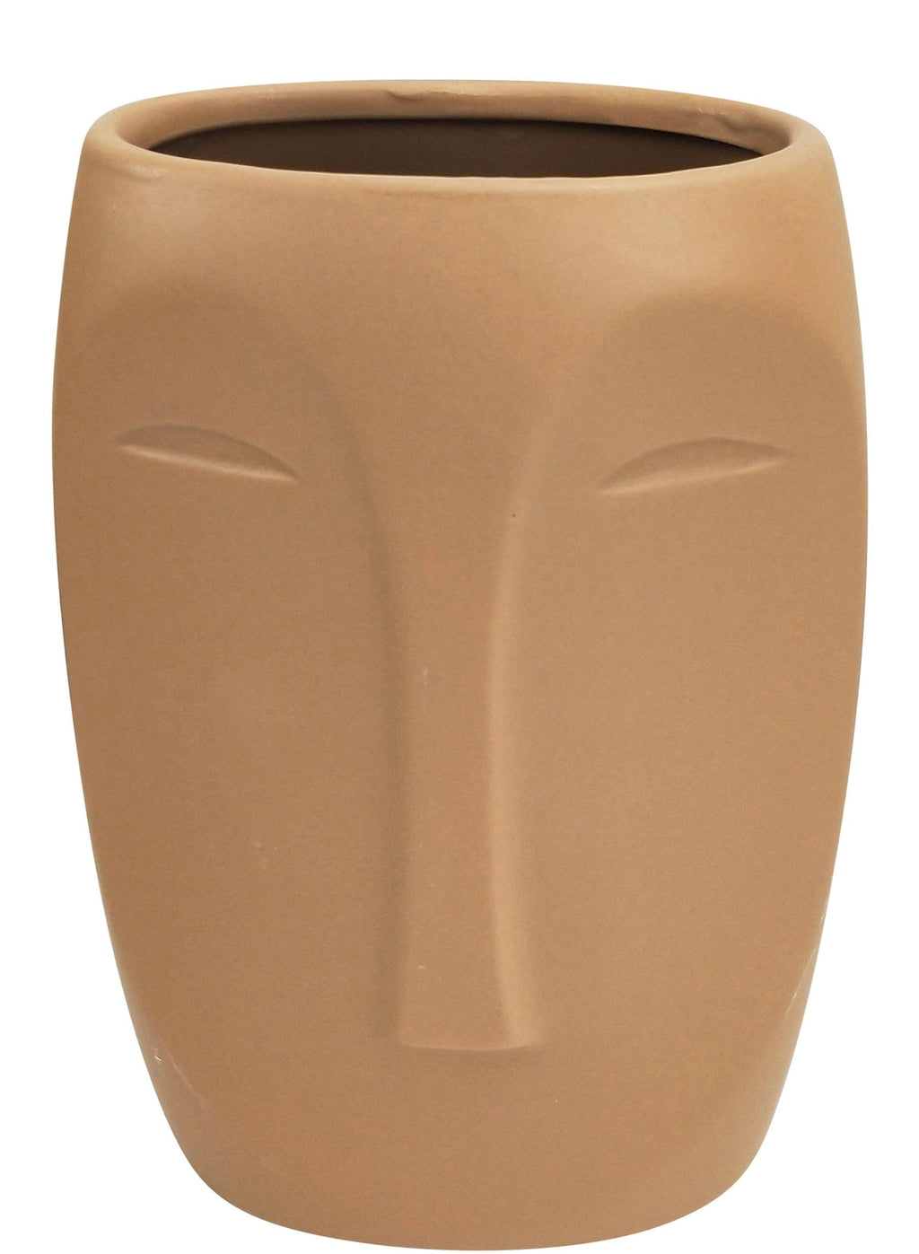 Aztec Face Vase – Beige (Medium, 17cm)