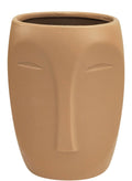 Aztec Face Vase – Beige (Medium, 17cm)