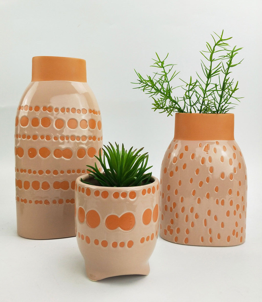 Remy Sherbet Planter and Vases 3 piece set